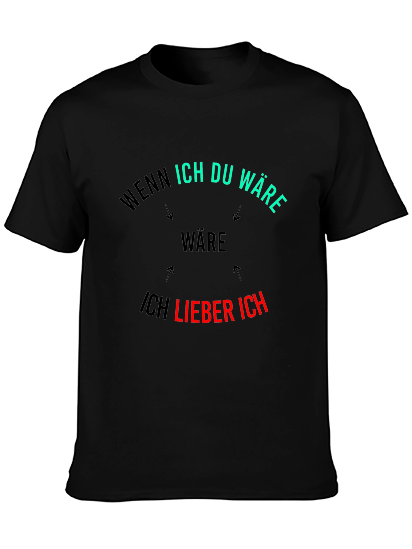 Black Wenn Ich Du Ware Mens Black T-Shirt view 3