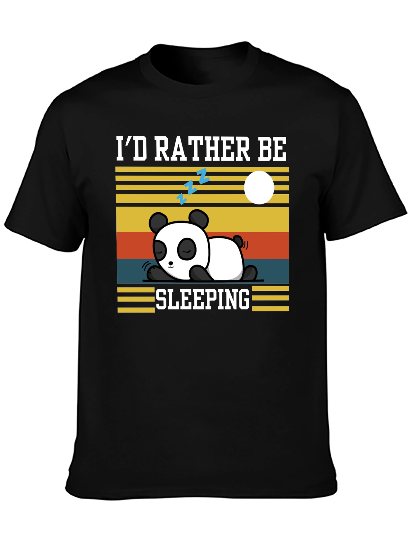 Black I'd Rather Be Sleeping Panda T-Shirt view 3