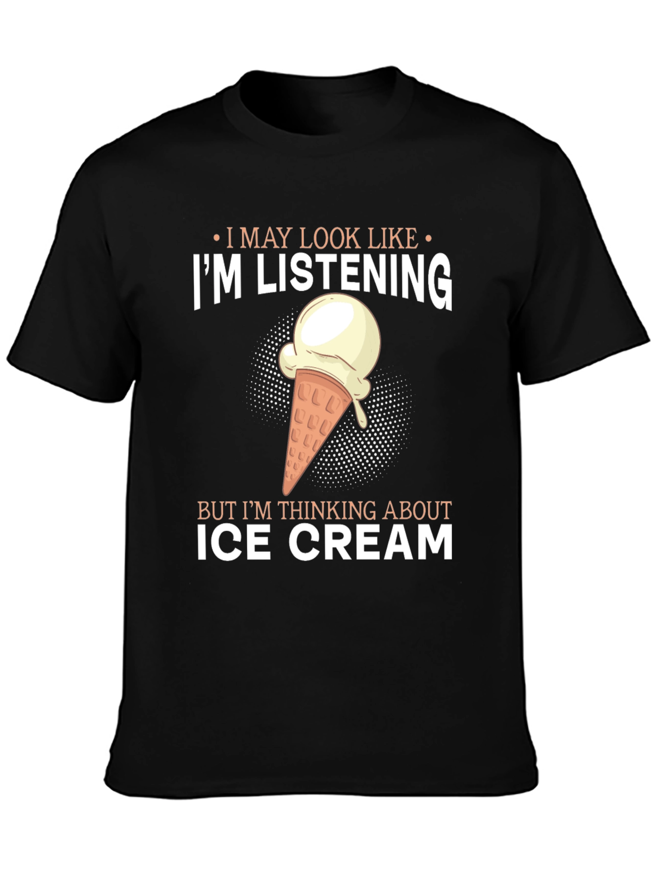 Black I'm Listening Ice Cream T-Shirt view 3