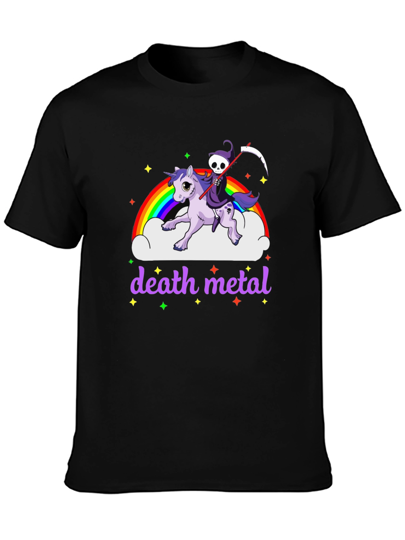 Black Death Metal Unicorn T-Shirt view 3