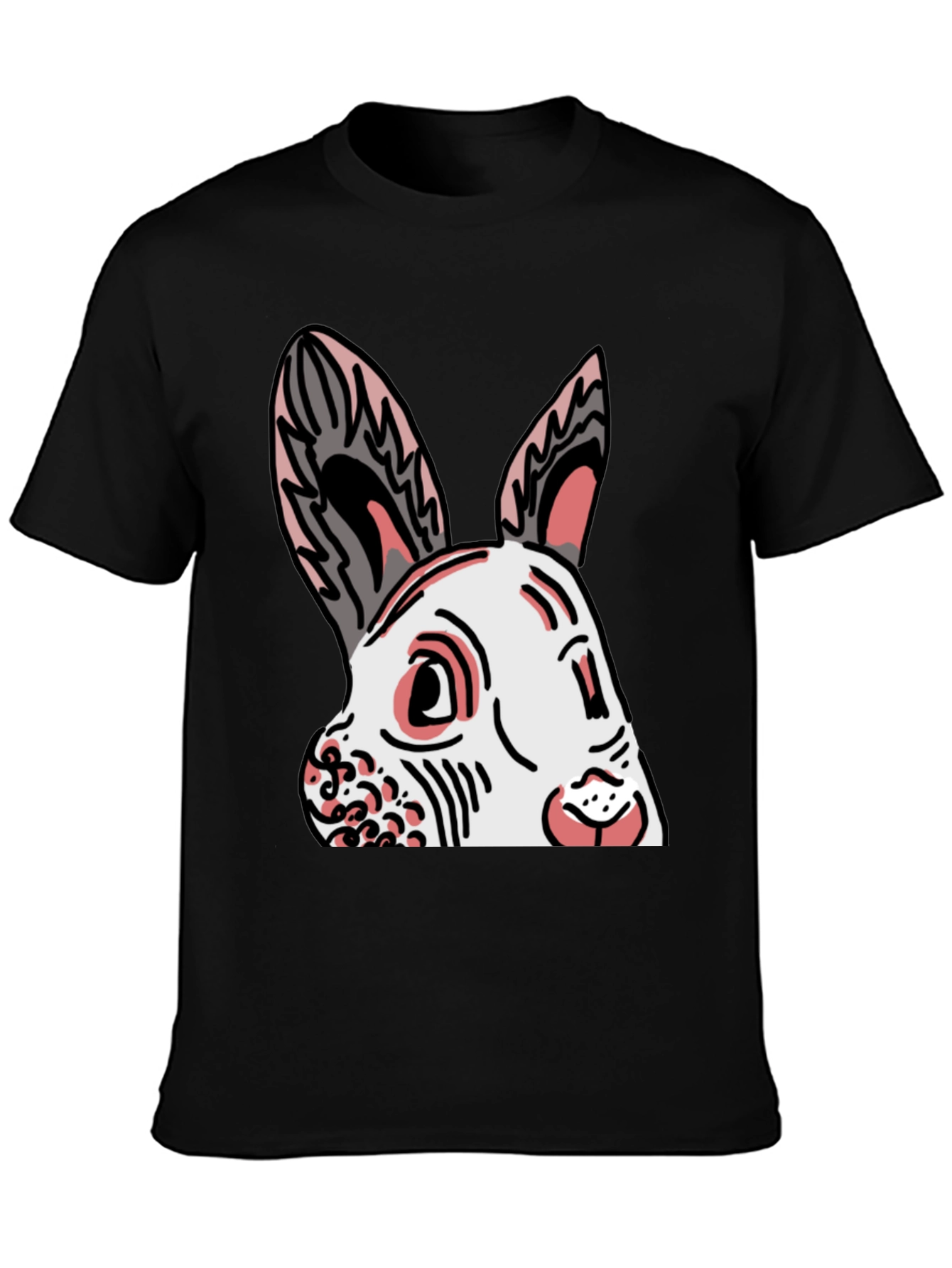 Black Bunny Graphic Tee - Black Cotton Blend Shirt view 3