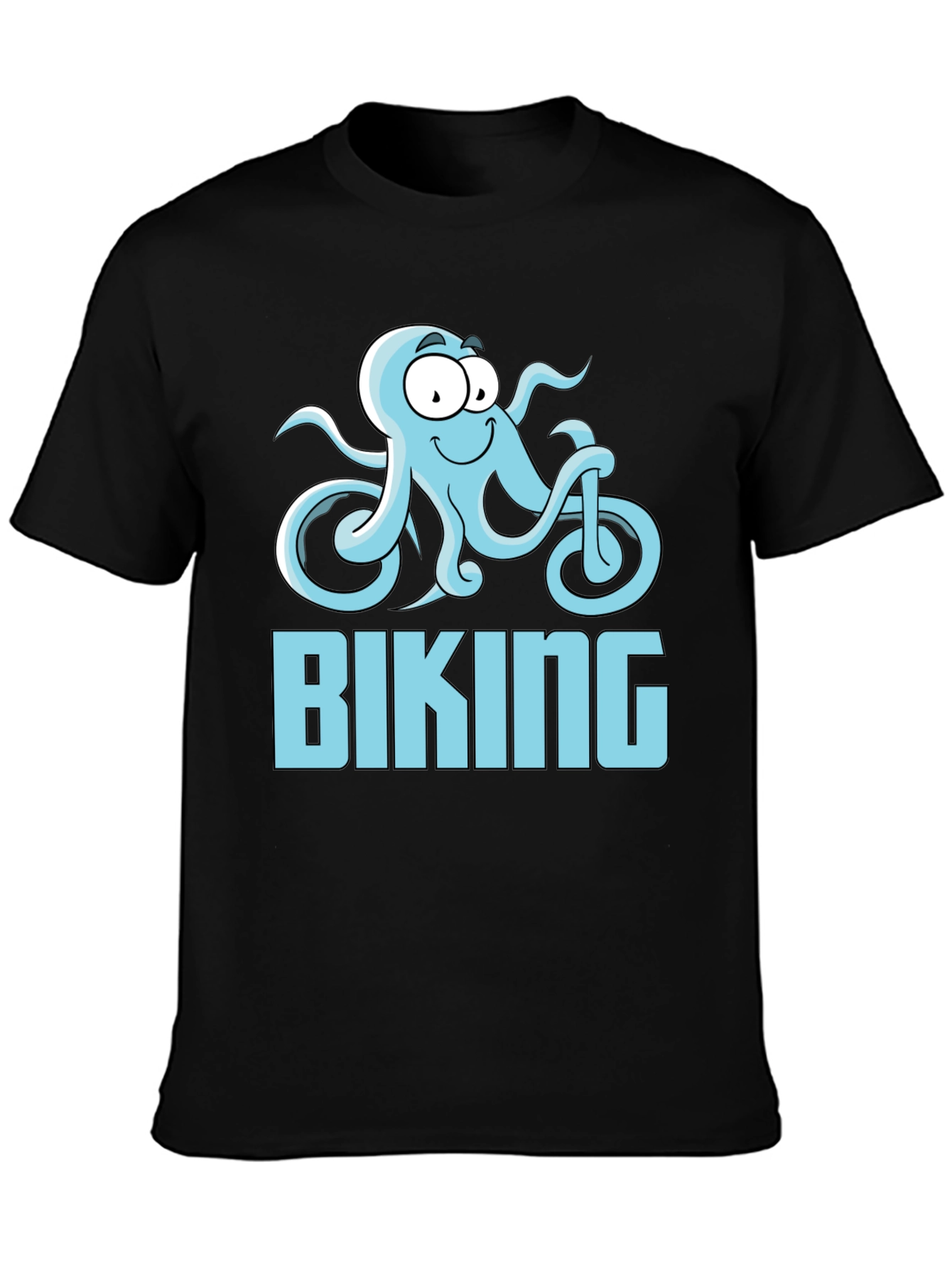 Black Octopus Biking Graphic Tee - Black Cotton T-Shirt view 3