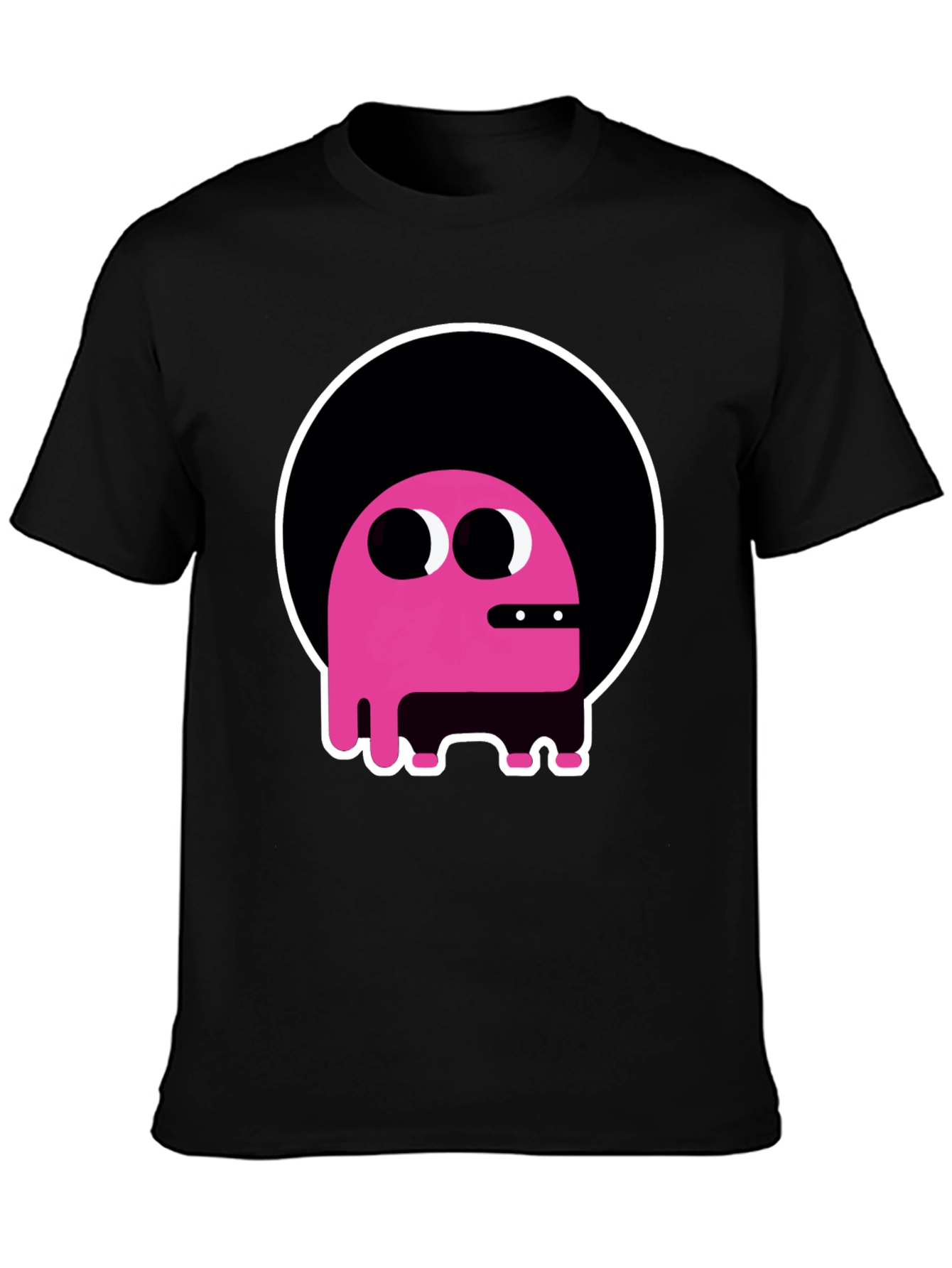 Black Funky Pink Monster Graphic T-Shirt view 3