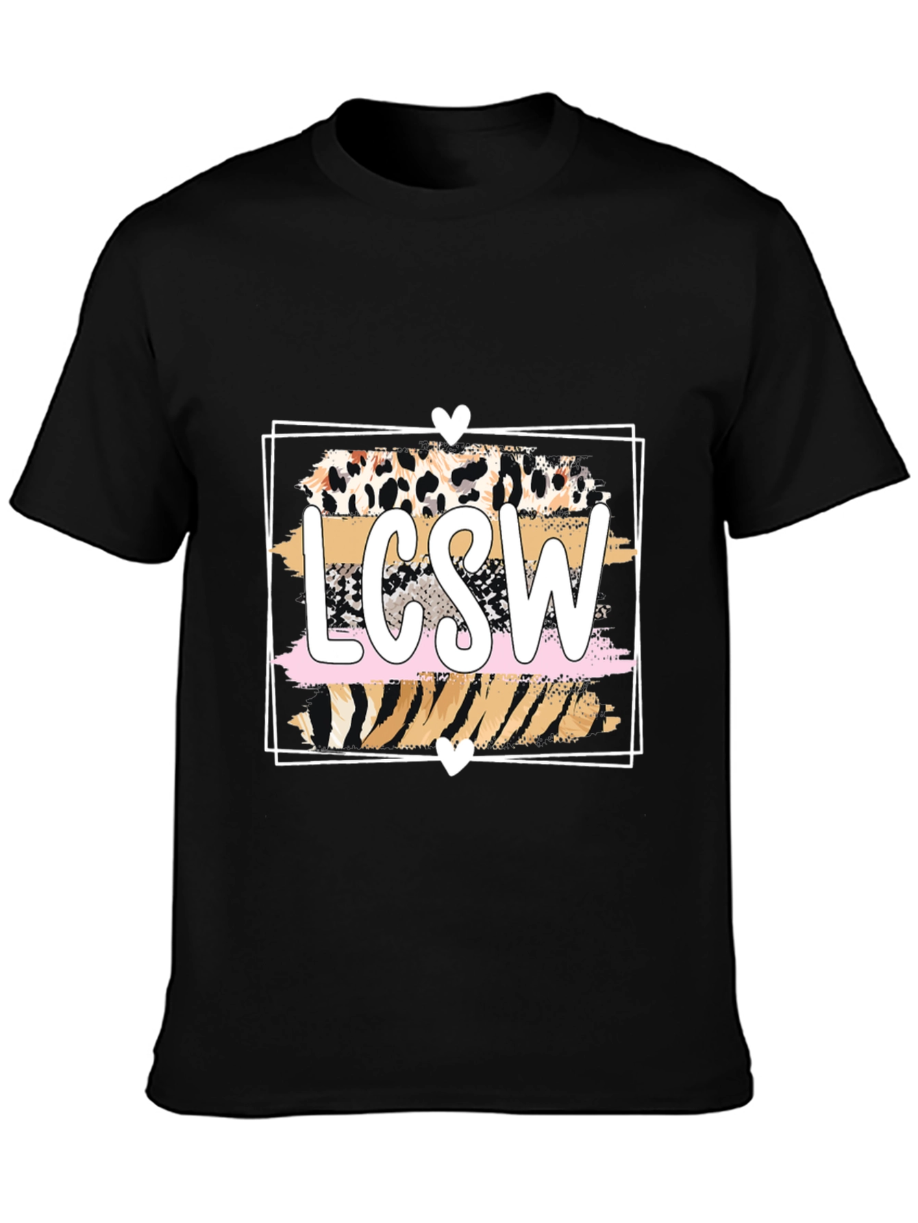 Black LCSW Leopard Print Graphic T-Shirt view 3