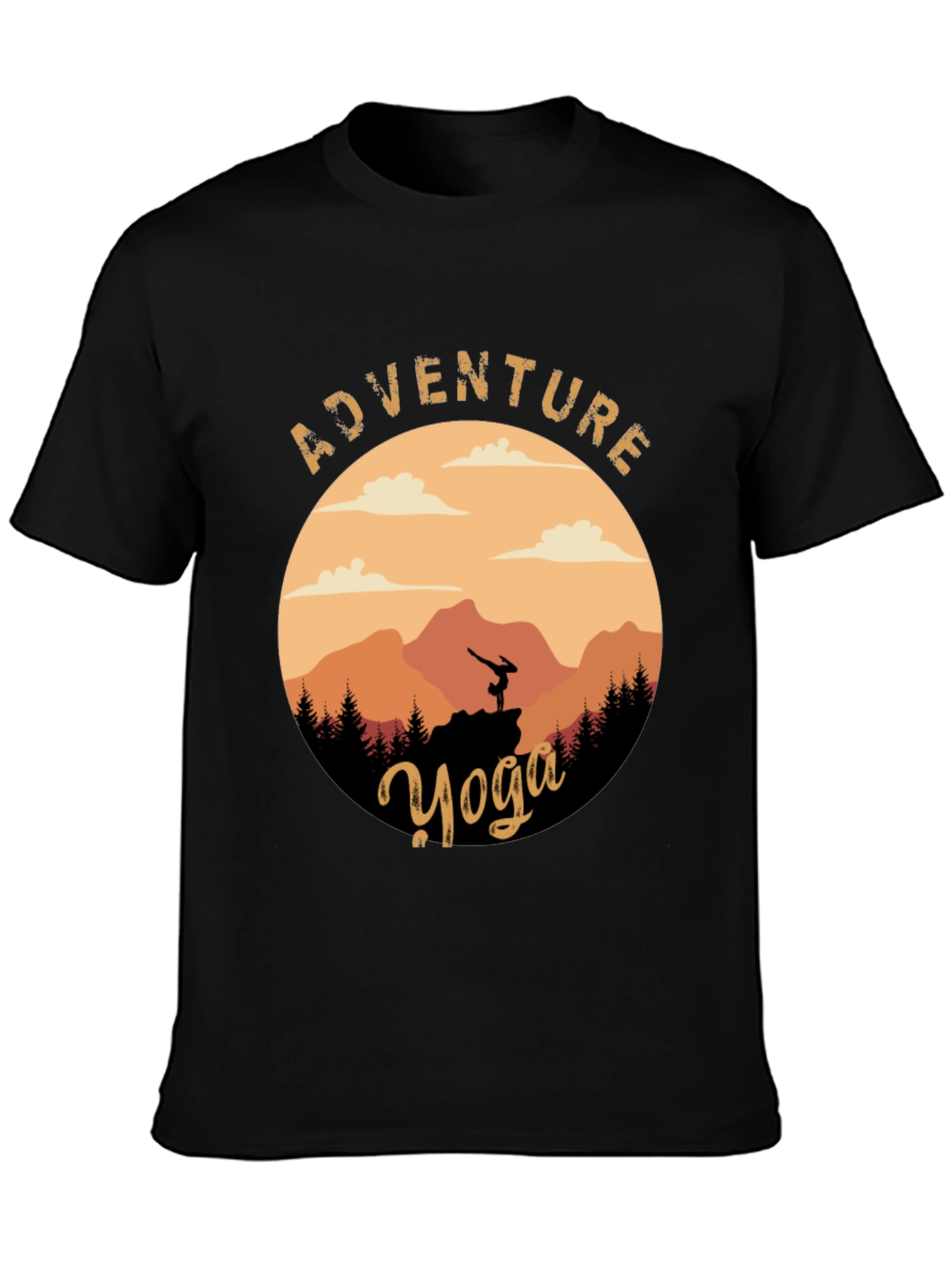 Black Adventure Yoga Graphic Tee - Nature & Fitness view 3