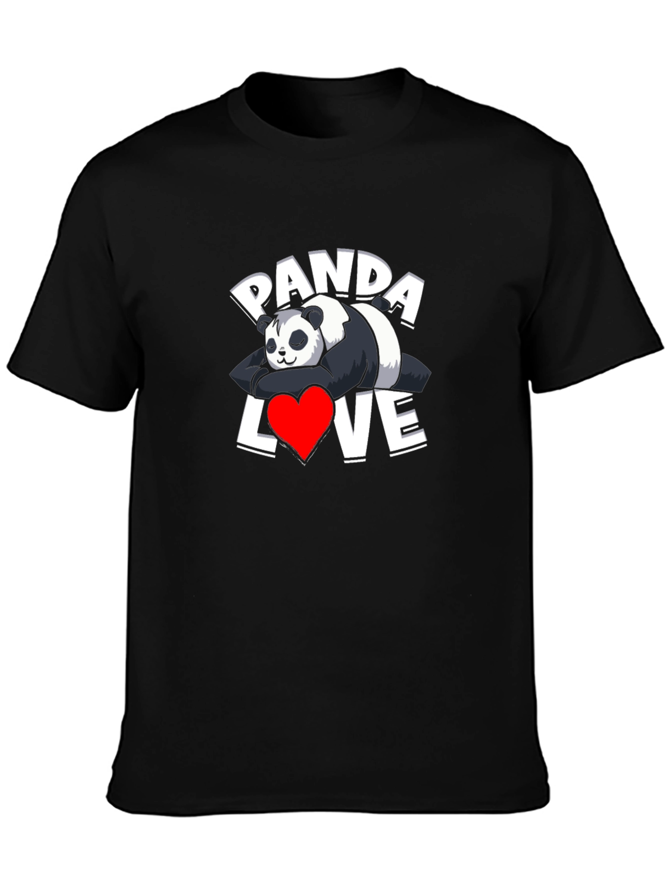 Black Panda Love Graphic T-Shirt - Casual Wear view 3