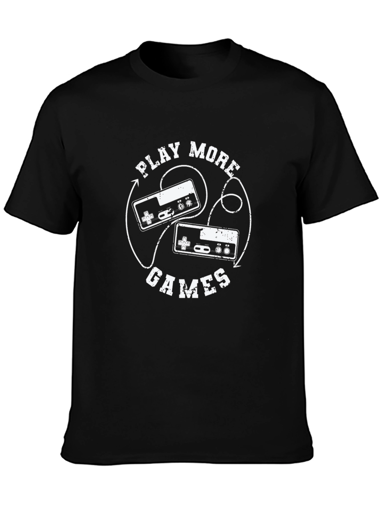 Black Retro Gaming T-Shirt - Play More Games! view 3