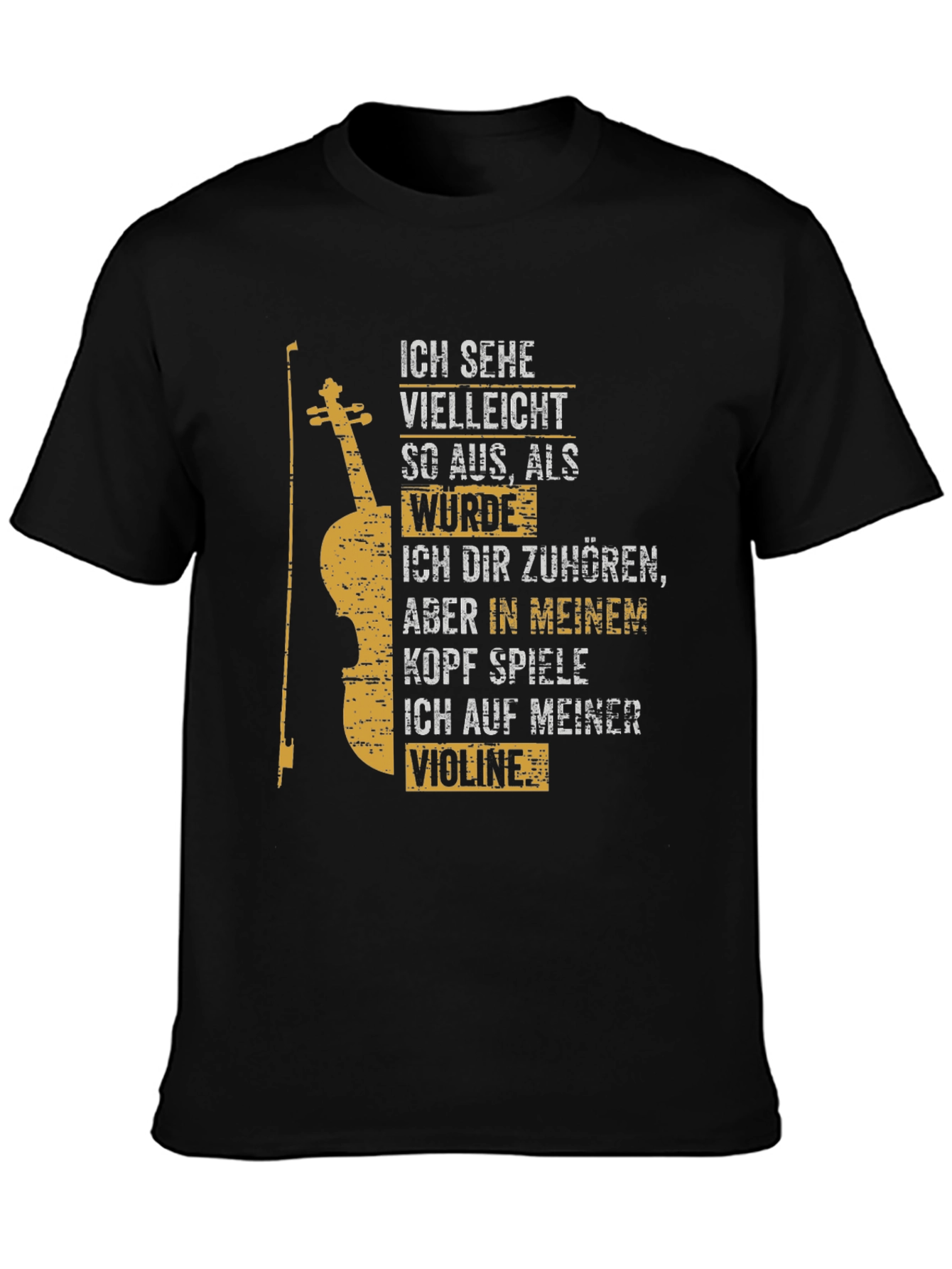 Black Violin Player T-Shirt - German Text view 3