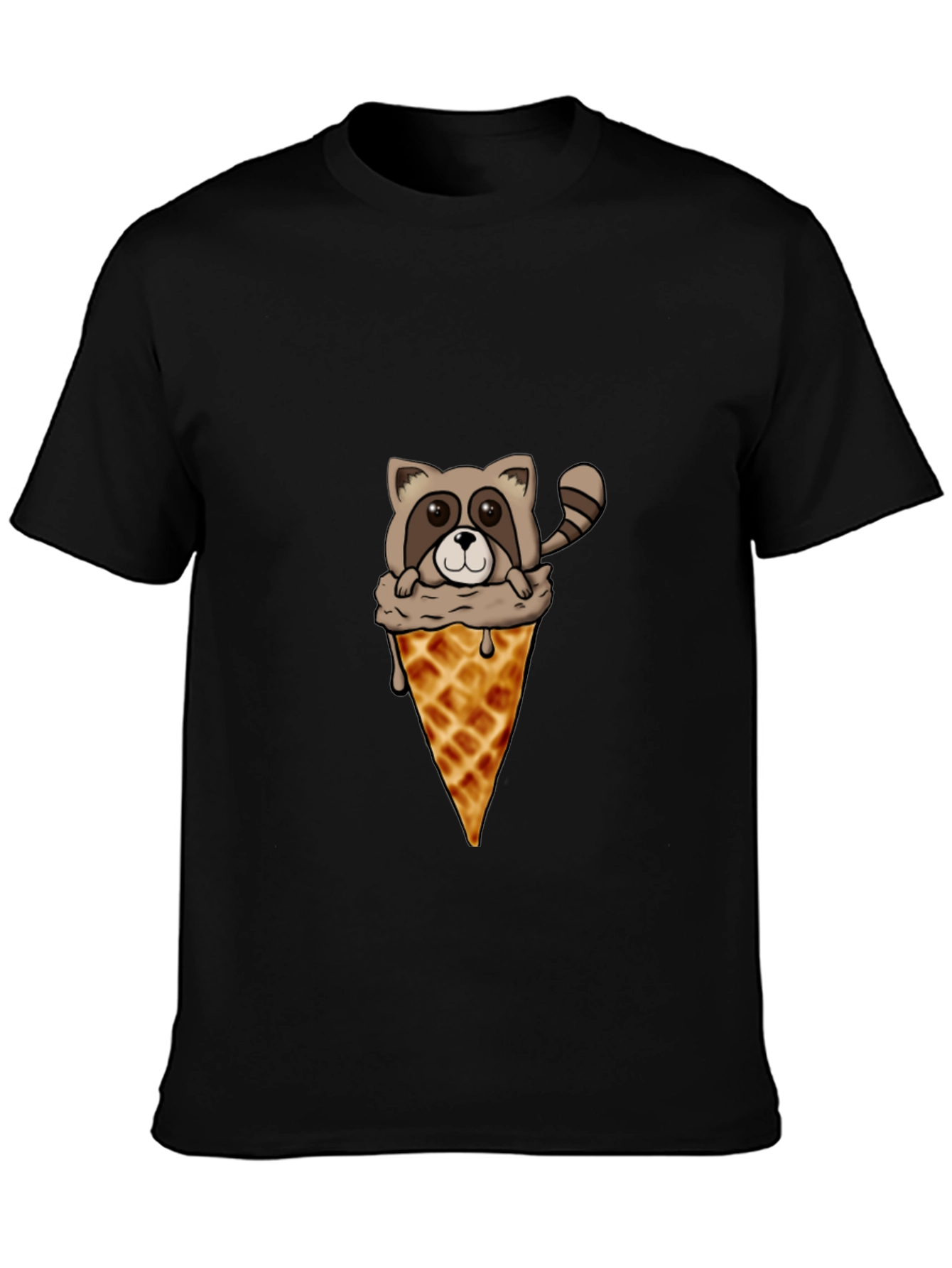 Black Raccoon Ice Cream Cone Graphic Tee view 3
