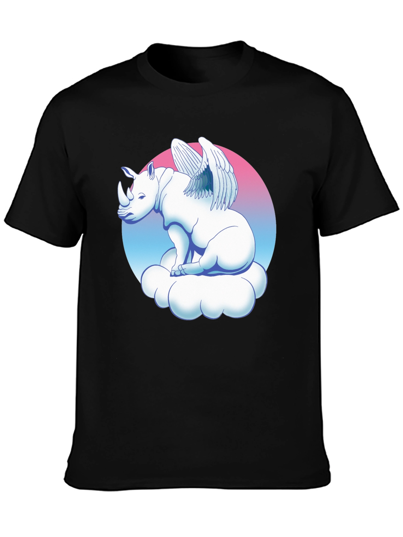 Black Winged Rhino on Cloud Graphic Tee - Black view 3