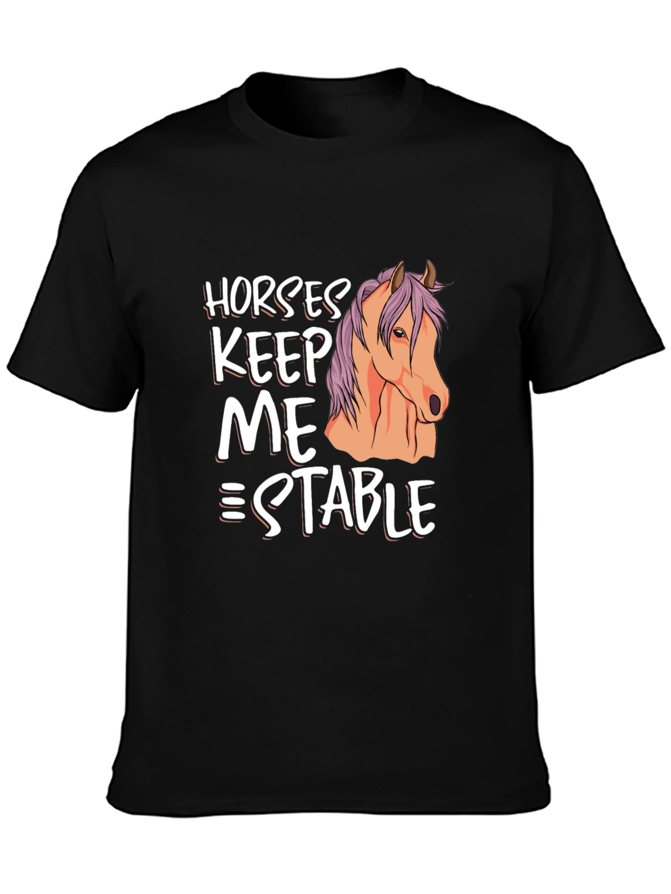 Black Horses Keep Me Stable Graphic T-Shirt view 3