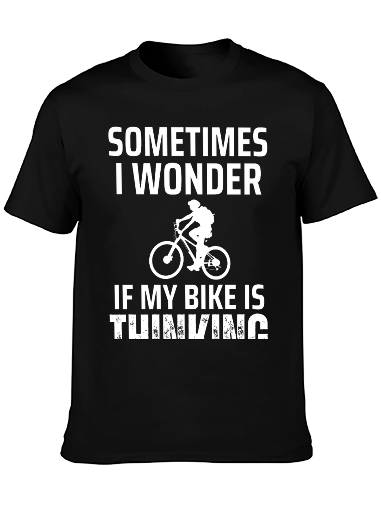 Black Funny Biker T-Shirt - Thinking Bike Tee view 3