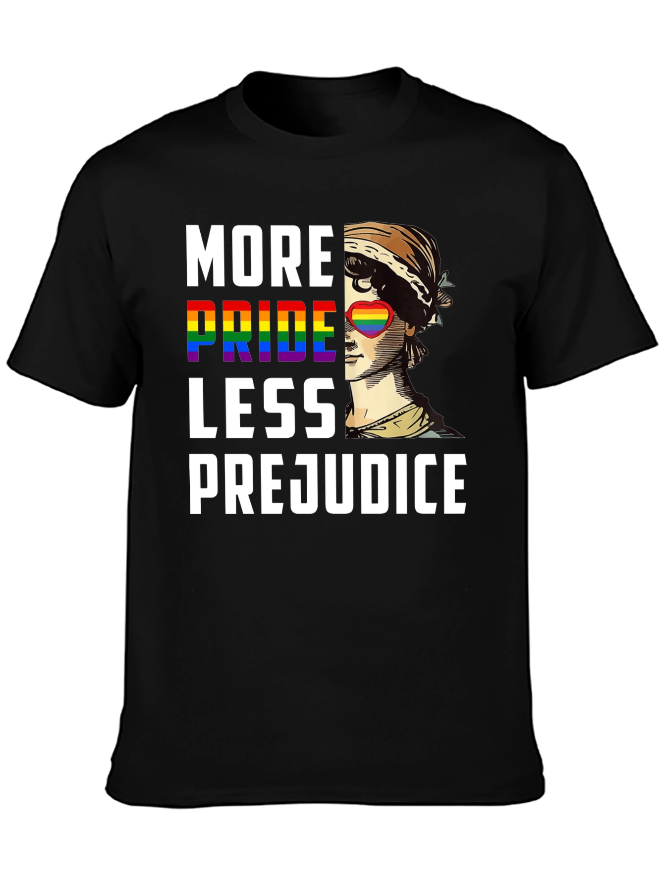 Black More Pride Less Prejudice Graphic T-Shirt view 3