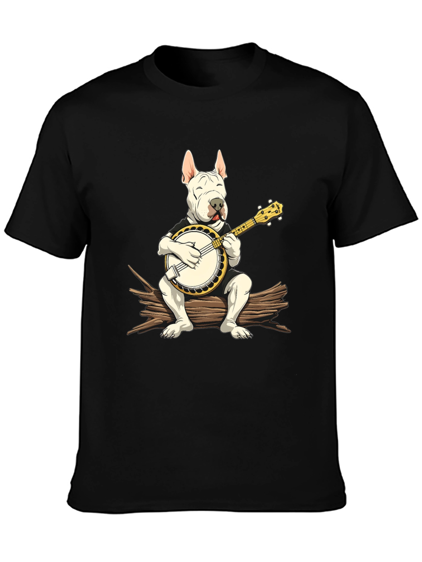 Black Dog Playing Banjo Graphic T-Shirt view 3