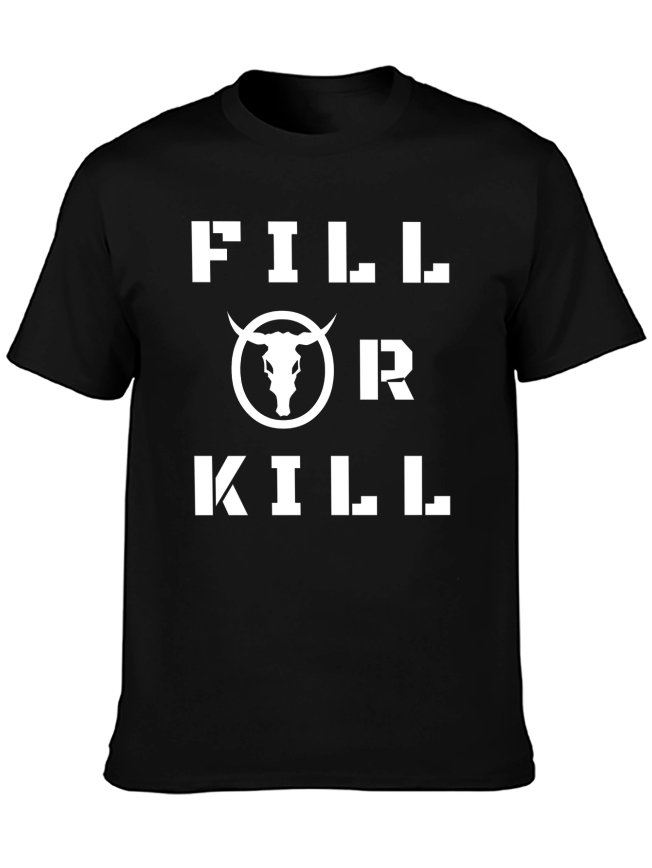 Black Fill or Kill Bull Graphic Black T-Shirt view 3