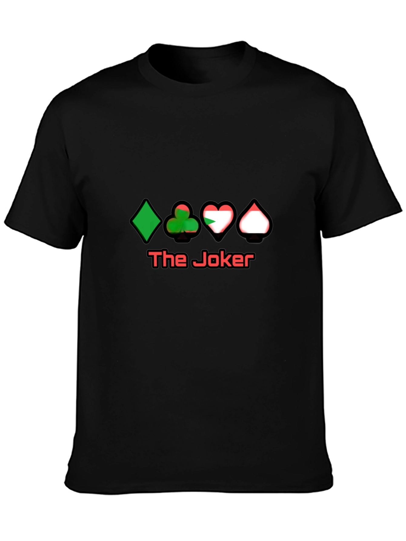 Black The Joker Card Suits Black T-Shirt view 3