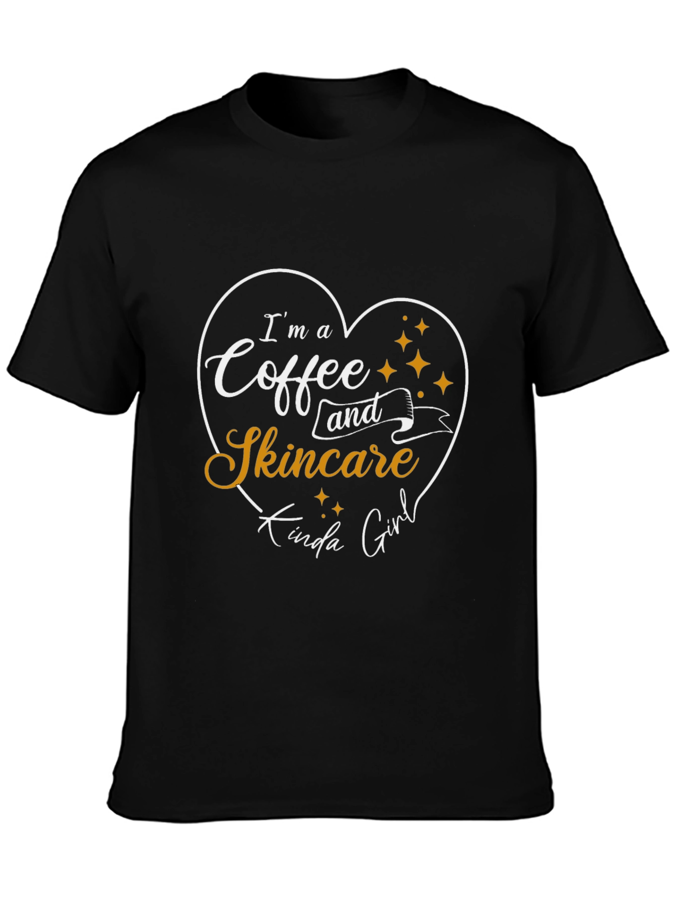 Black Coffee and Skincare Girl Black T-Shirt view 3