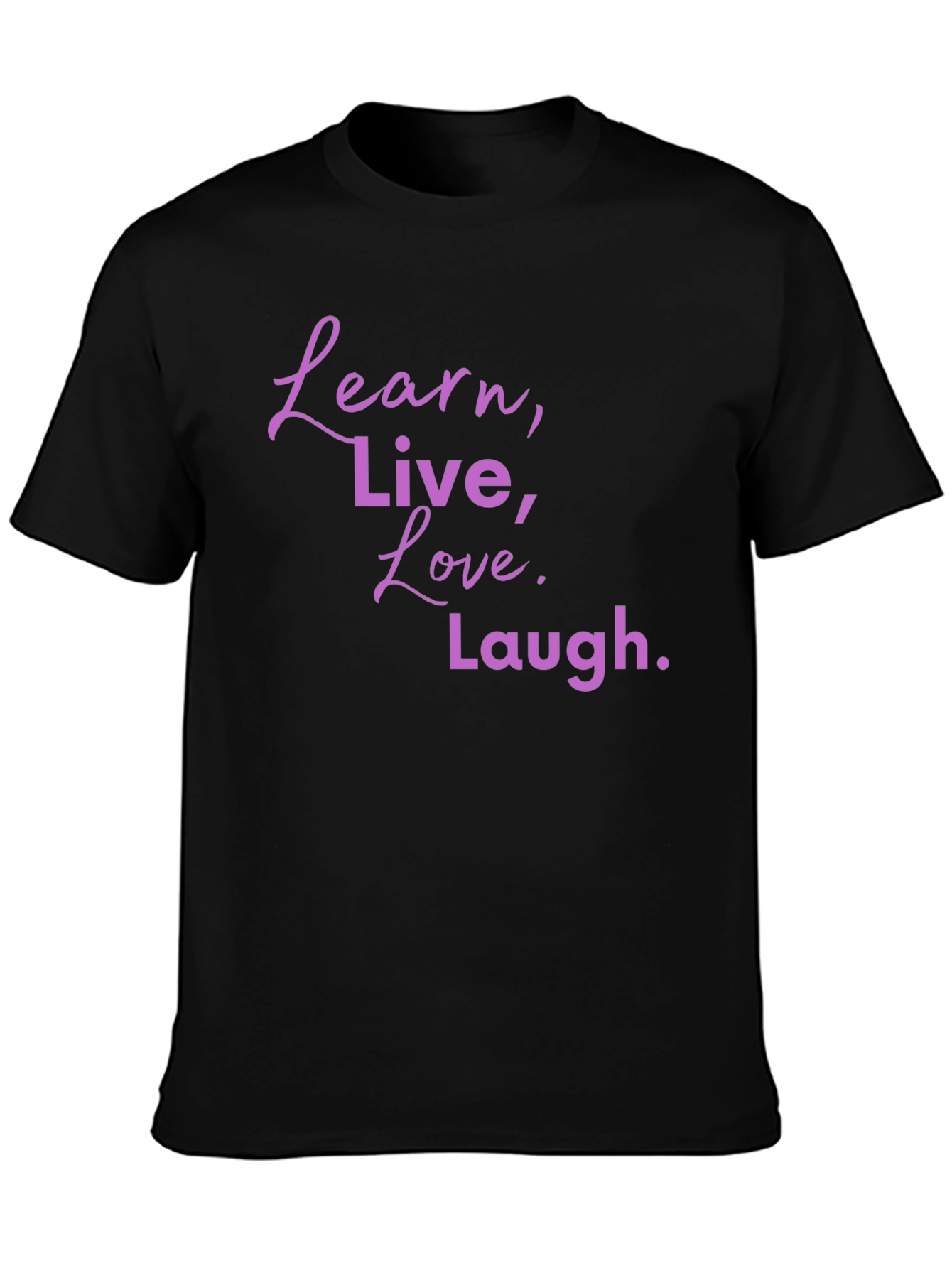 Black Learn Live Love Laugh Graphic Tee - Black Casual T-Shirt view 3