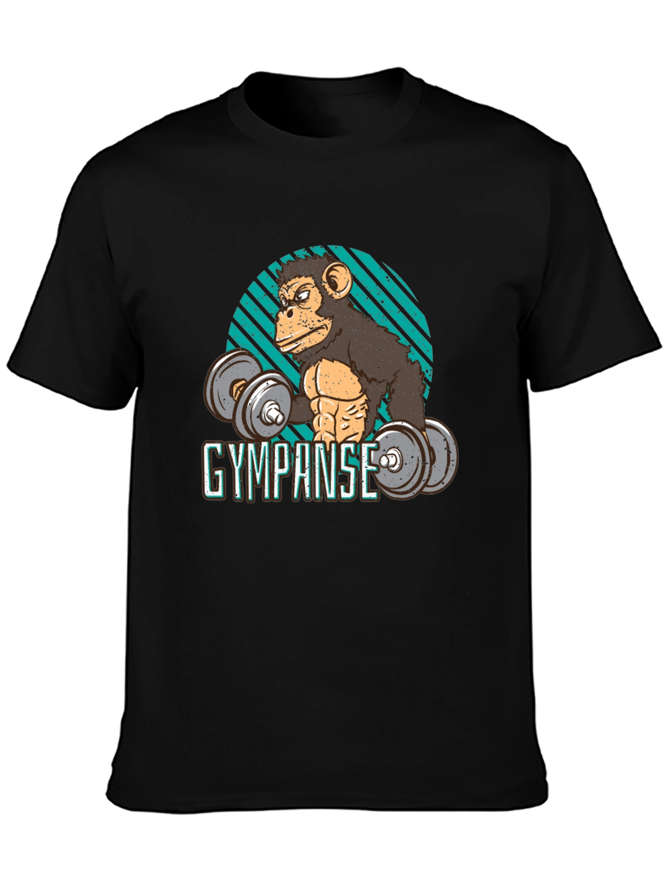 Black Gympanse Workout T-Shirt - Funny Gym Ape Tee view 3