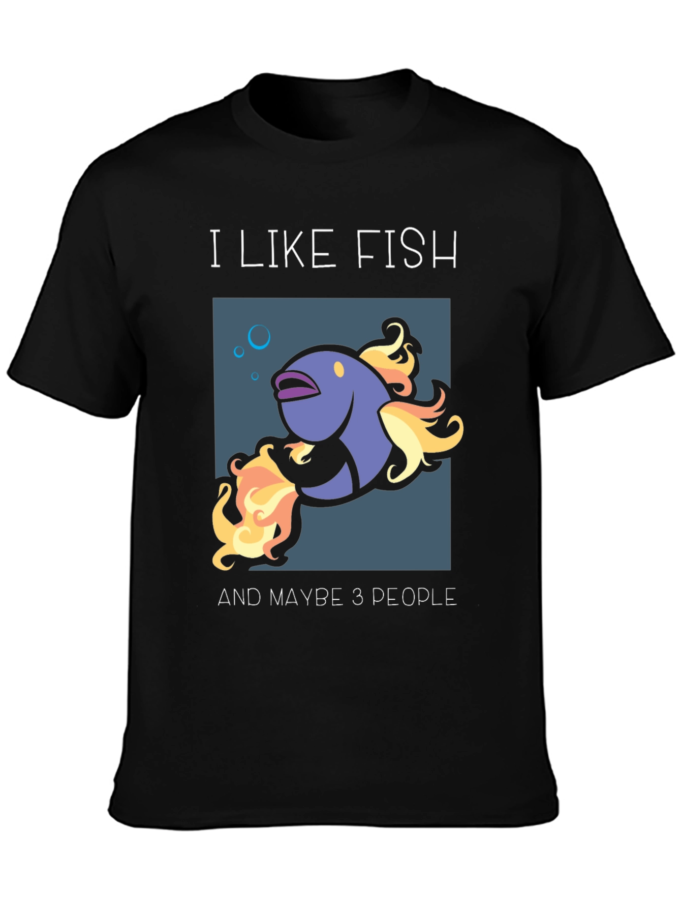 Black I Like Fish & Maybe 3 People Graphic Tee view 3
