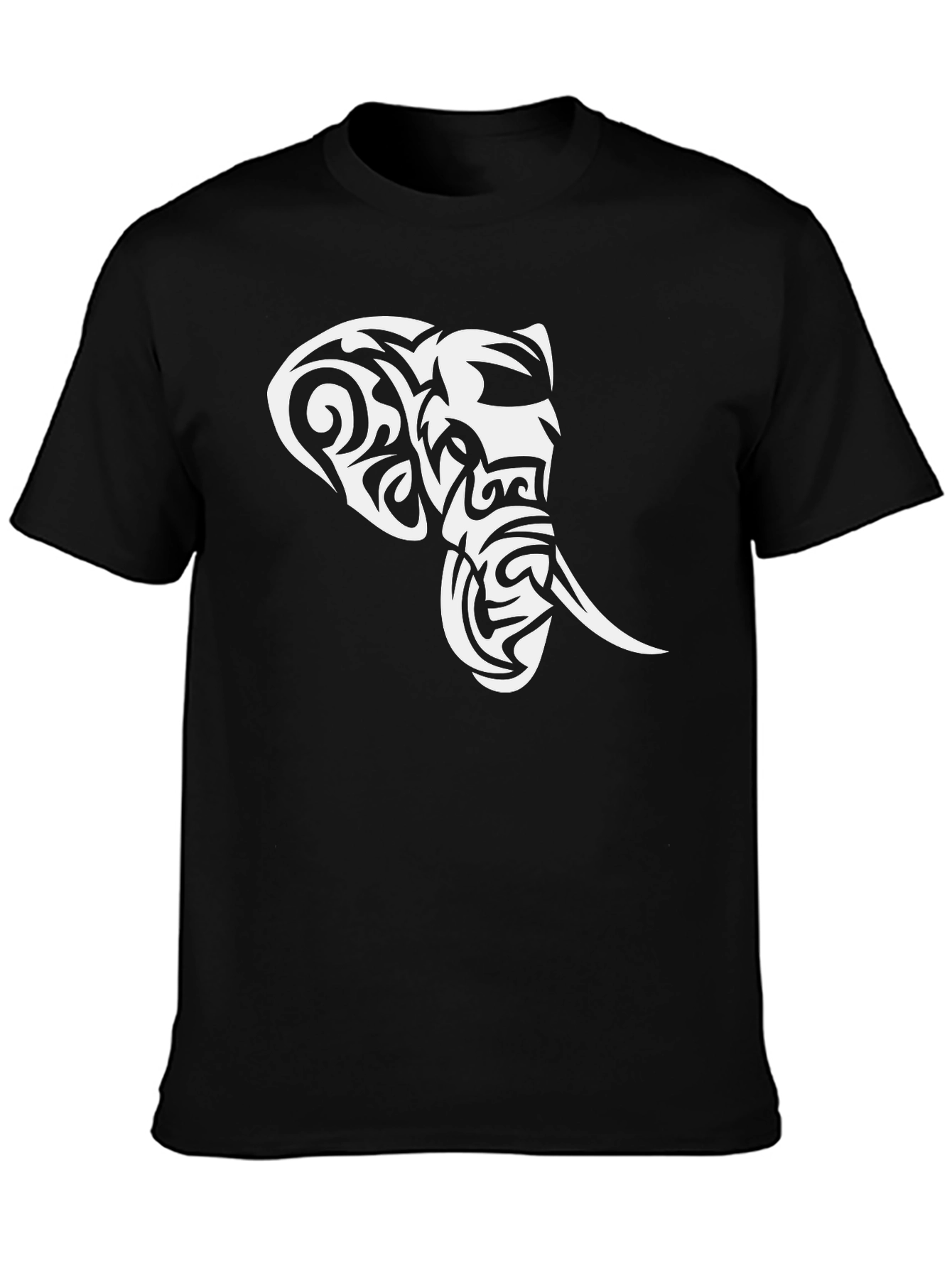 Tribal Elephant Graphic Black T-Shirt - 3