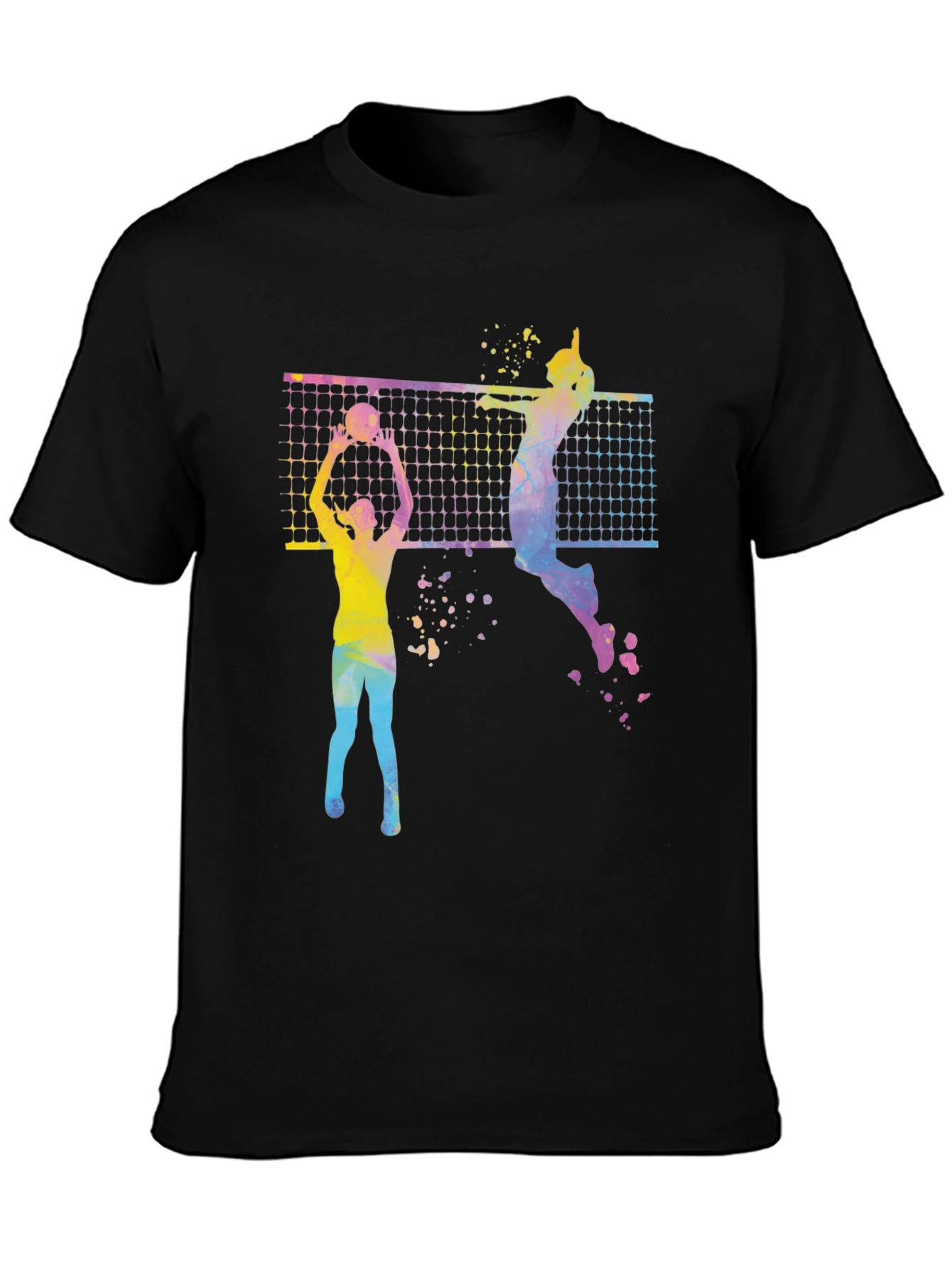 Black Volleyball Graphic Tee - Sporty Colorful Design view 3