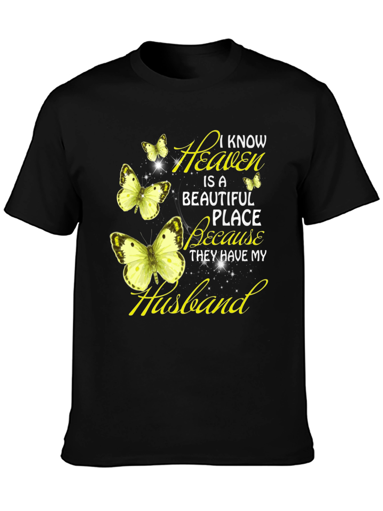 Black Heaven Husband Butterfly Graphic Tee view 3