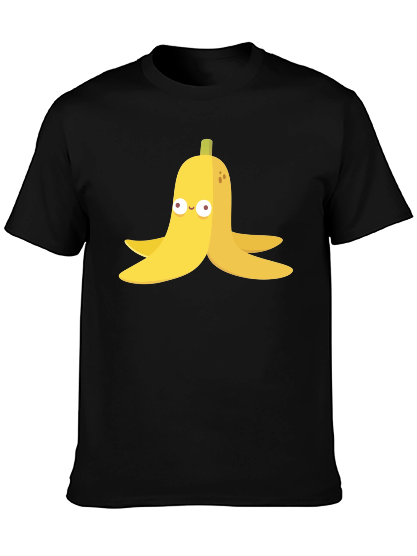 Black Banana Peel Cartoon Graphic Black T-Shirt view 3