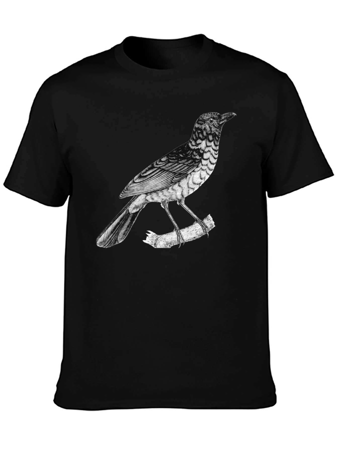 Black Men's Bird Print Black T-Shirt view 3