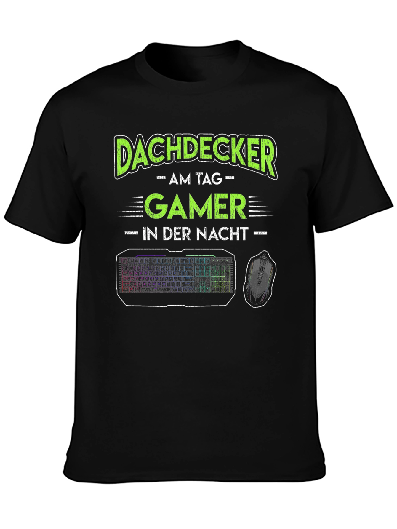 Black Dachdecker Gamer T-Shirt - Roofer by Day, Gamer by Night view 3
