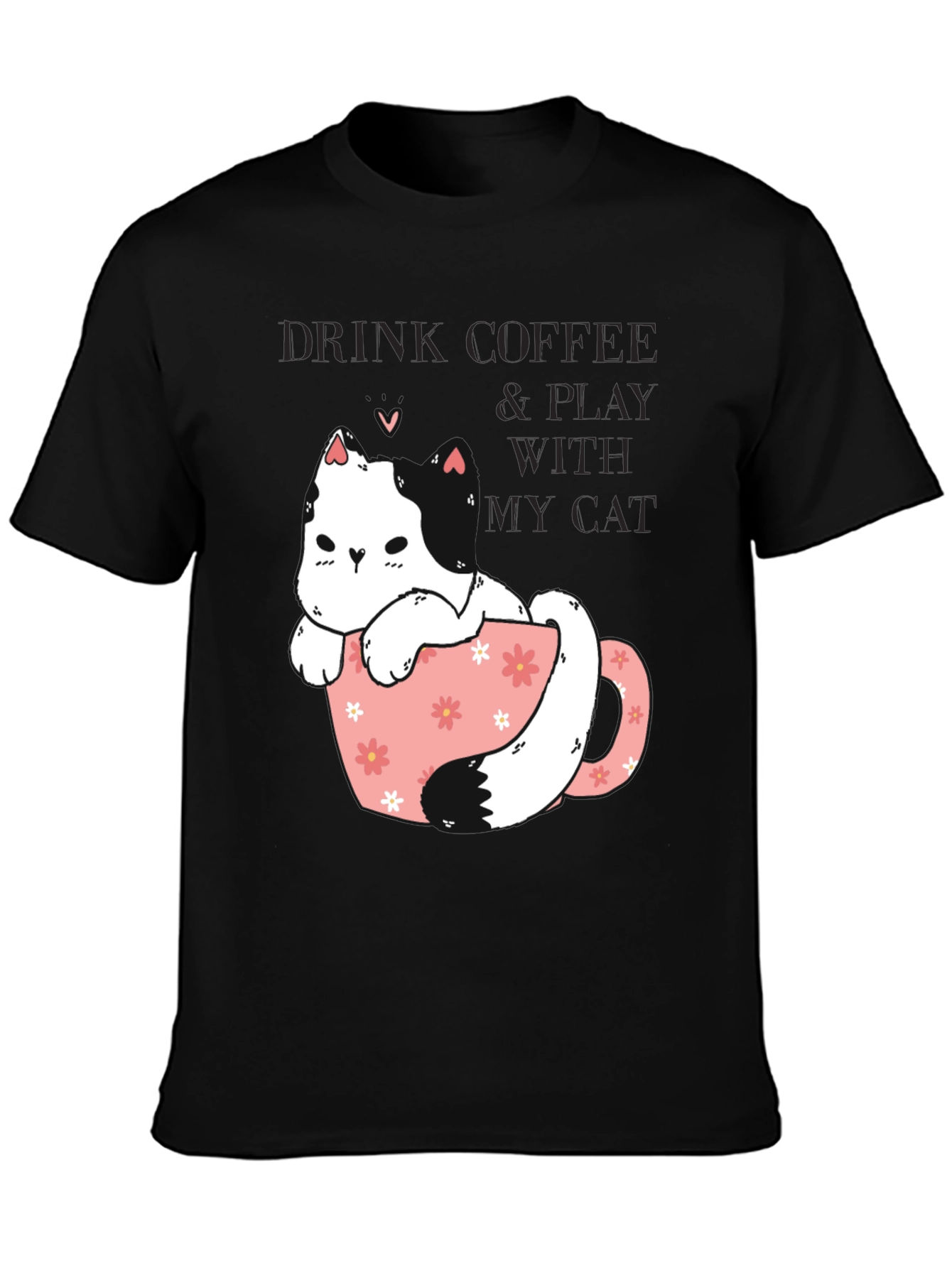 Black Drink Coffee & Play With My Cat Graphic Tee view 3