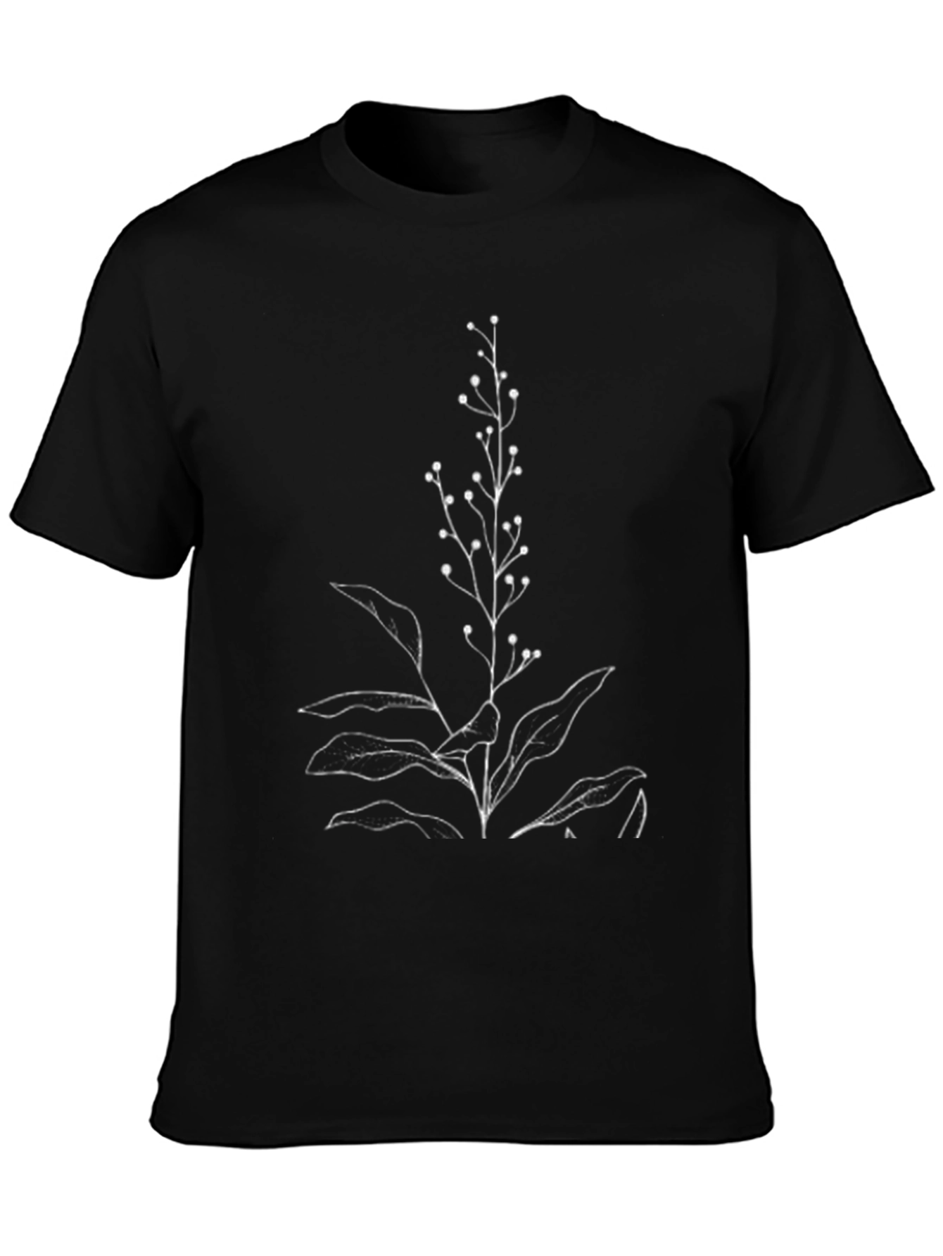 Black Botanical Print Black T-Shirt view 3