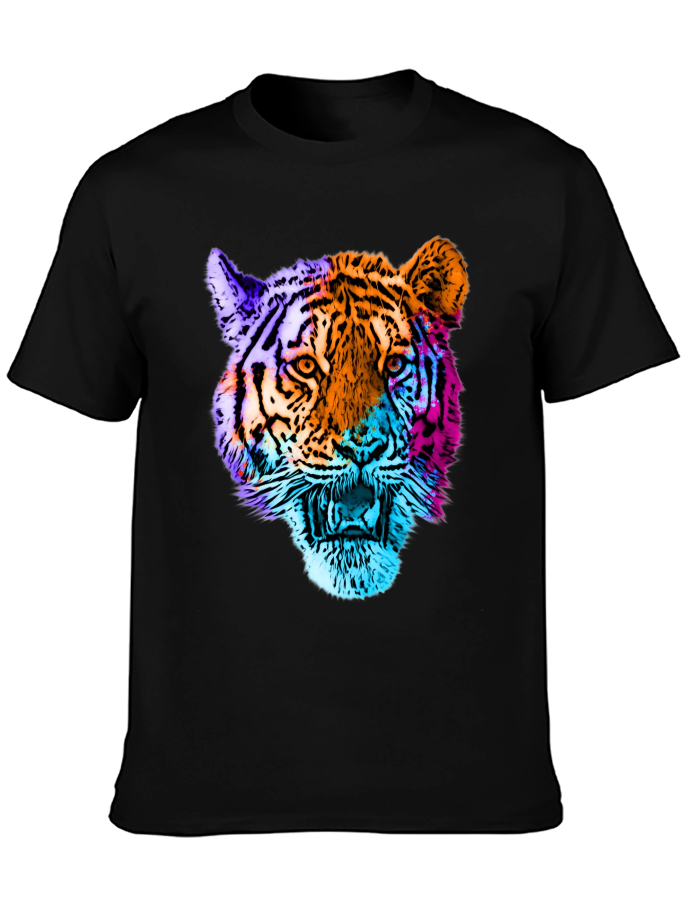 Black Vibrant Tiger Graphic T-Shirt view 3