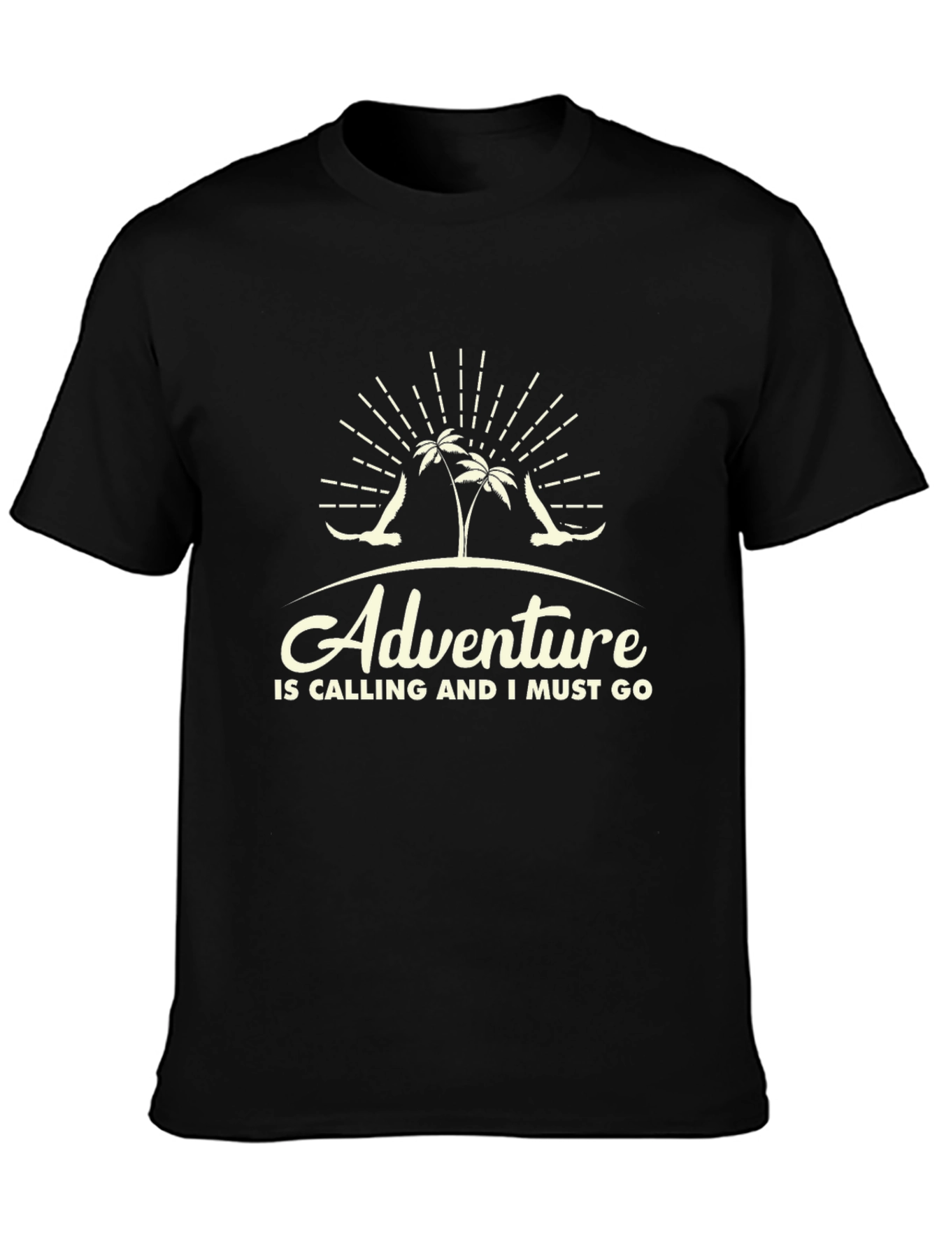 Black Adventure Calling Black T-Shirt view 3