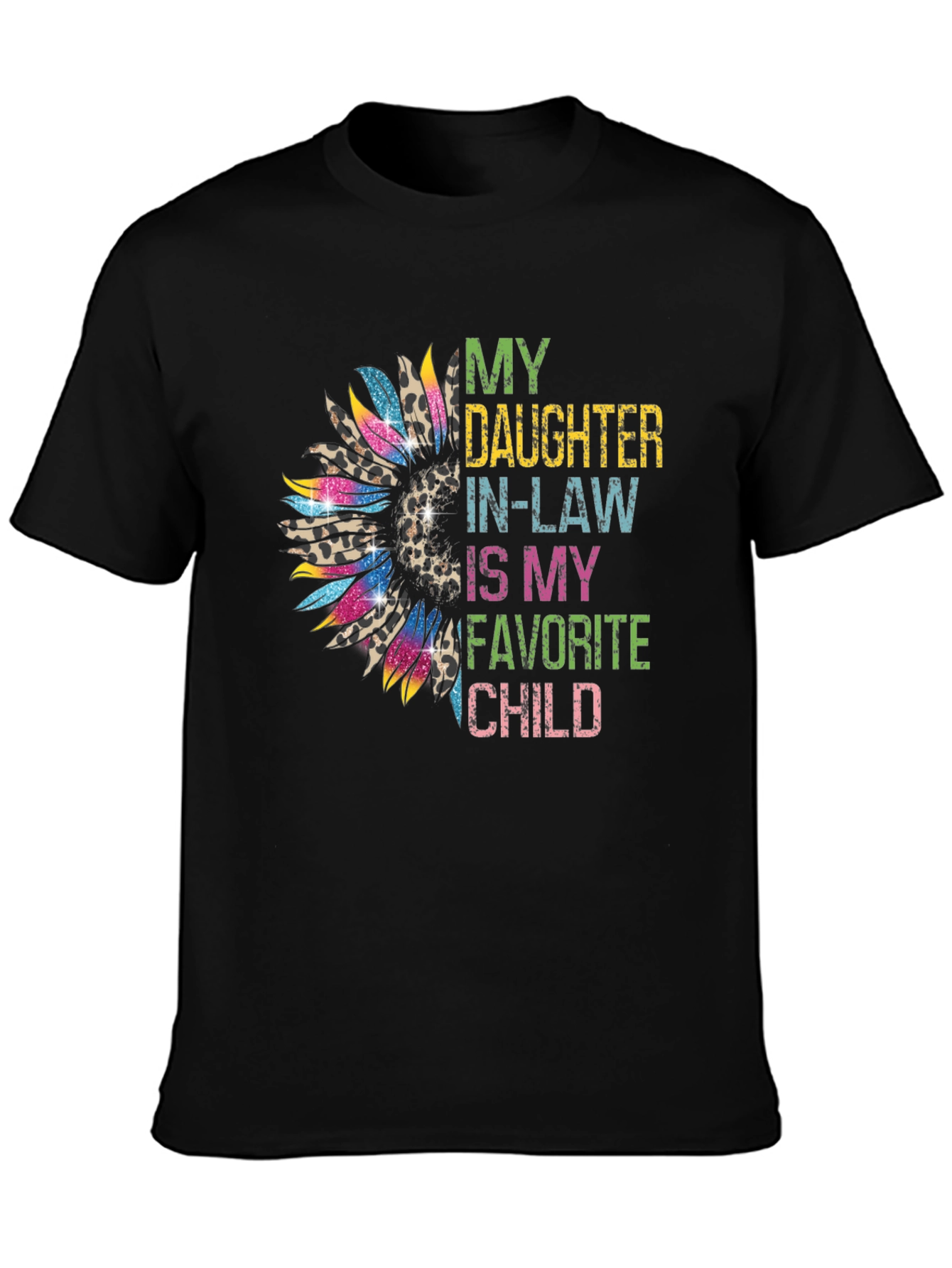 Black Daughter-In-Law Favorite Child Sunflower Graphic Tee view 3
