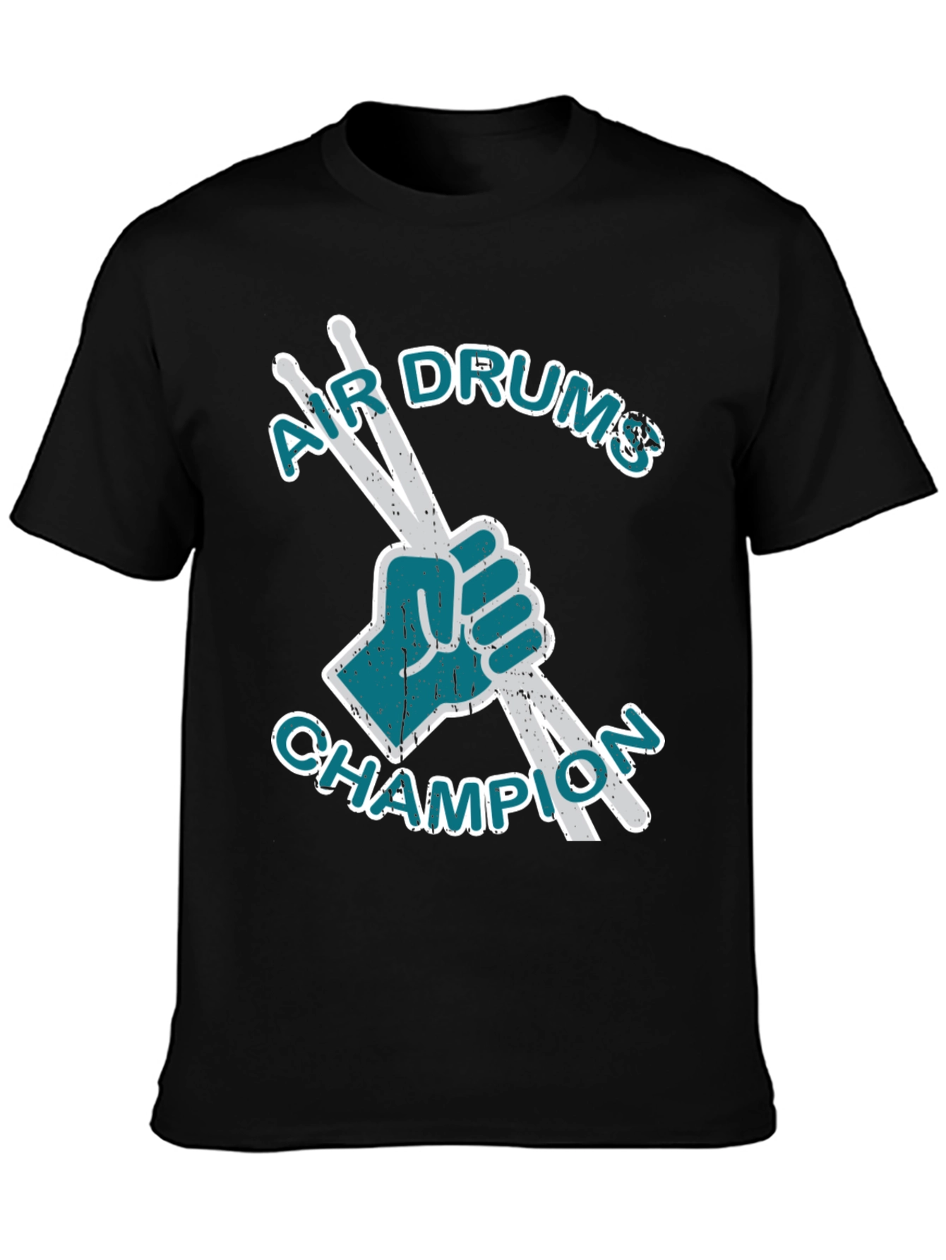 Black Air Drums Champion Graphic Tee - Black Cotton T-Shirt view 3