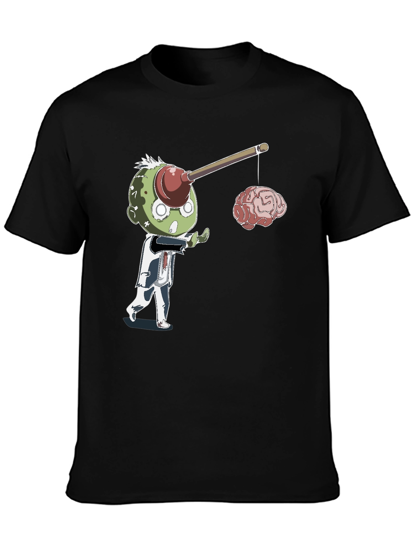 Black Zombie Brain Fishing T-Shirt view 3