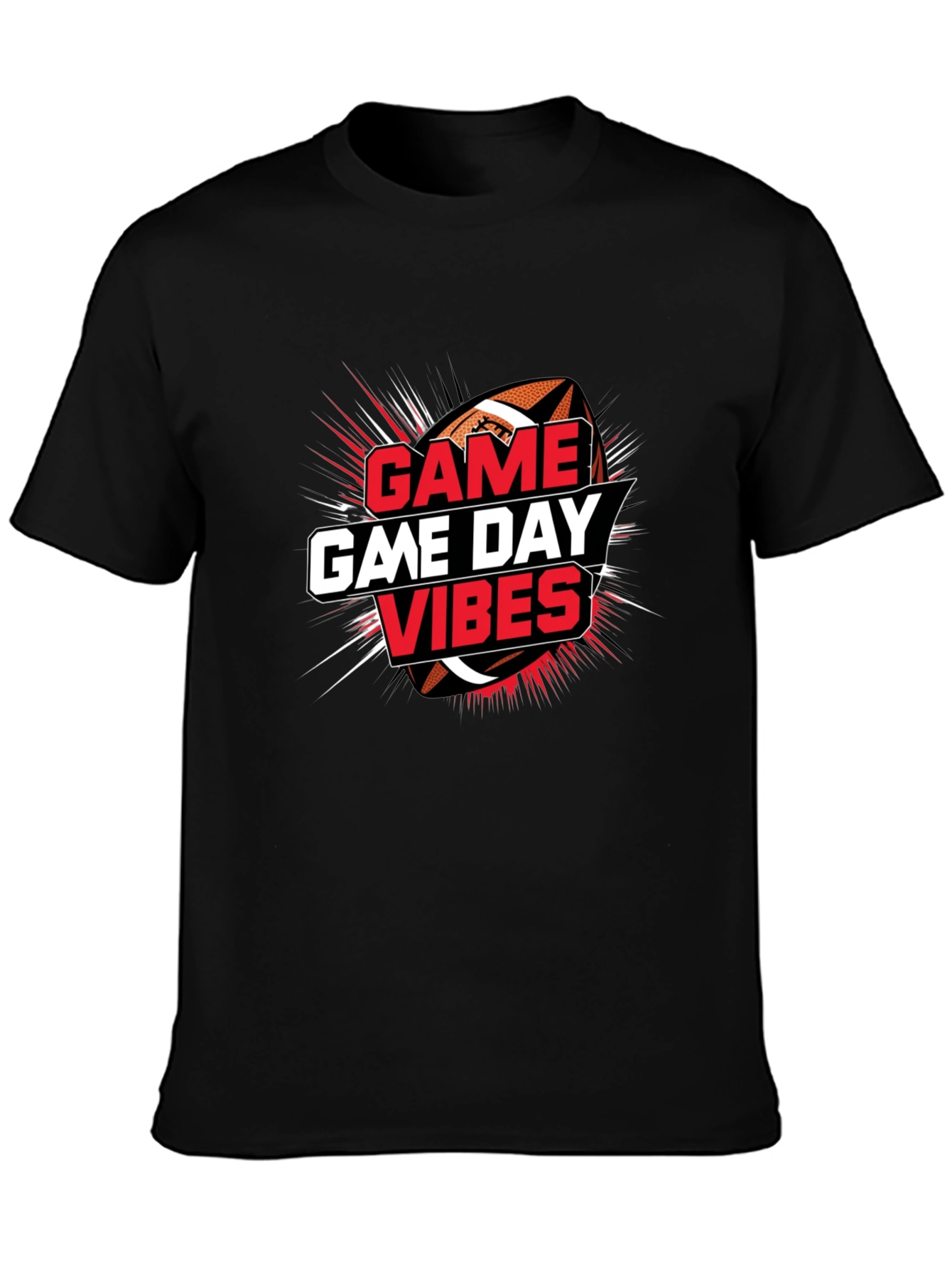 Black Game Day Vibes Football Graphic Tee view 3