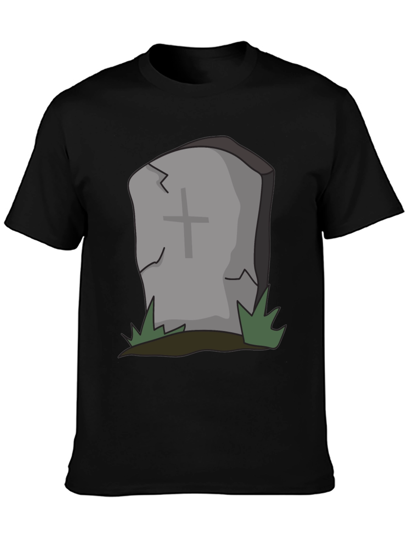 Black Cartoon Tombstone Graphic Tee - Spooky Style view 3