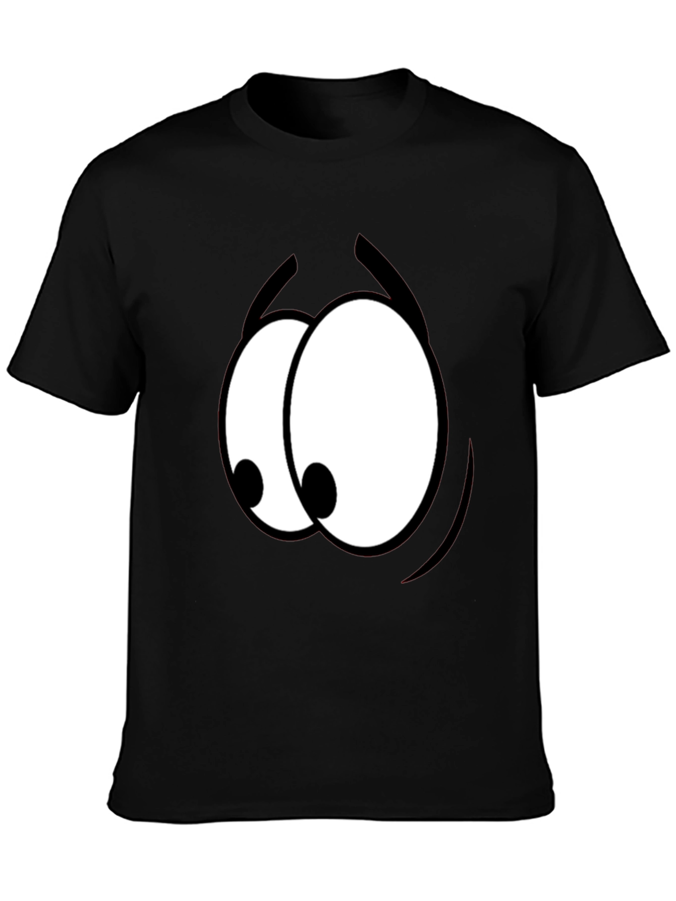 Black Funny Cartoon Eyes Graphic Black T-Shirt view 3
