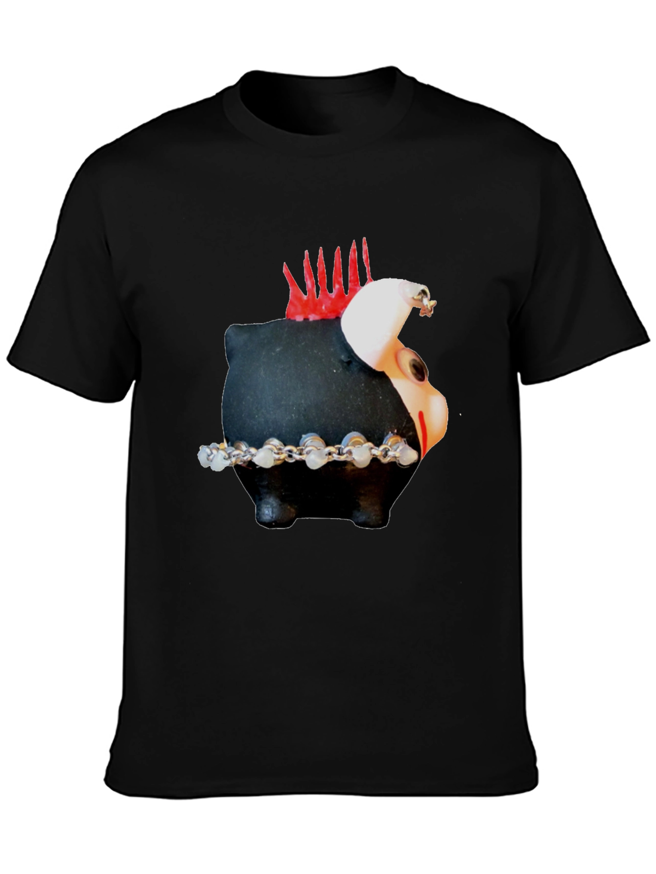 Black Punk Piggy Bank Graphic Tee - Black view 3