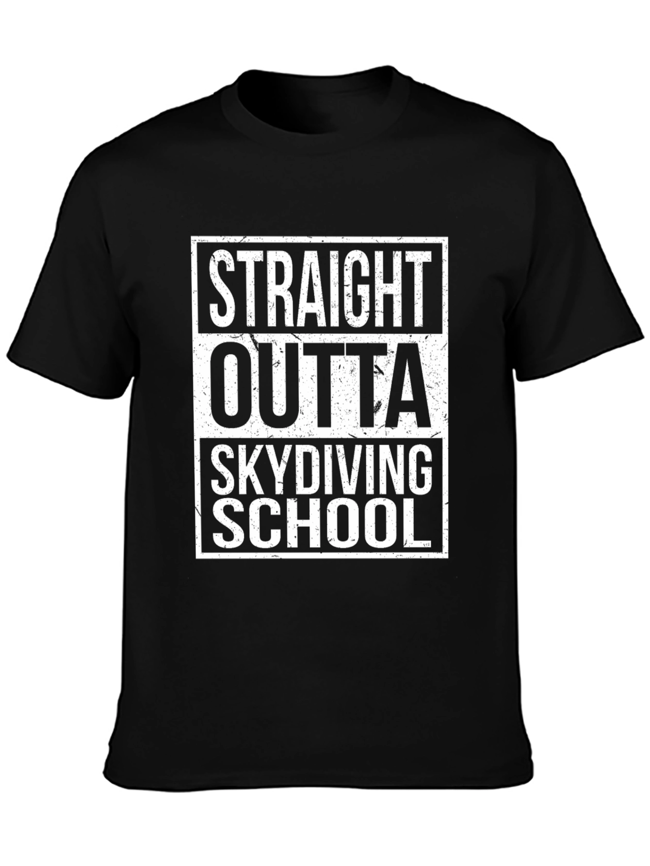 Black Straight Outta Skydiving School T-Shirt view 3