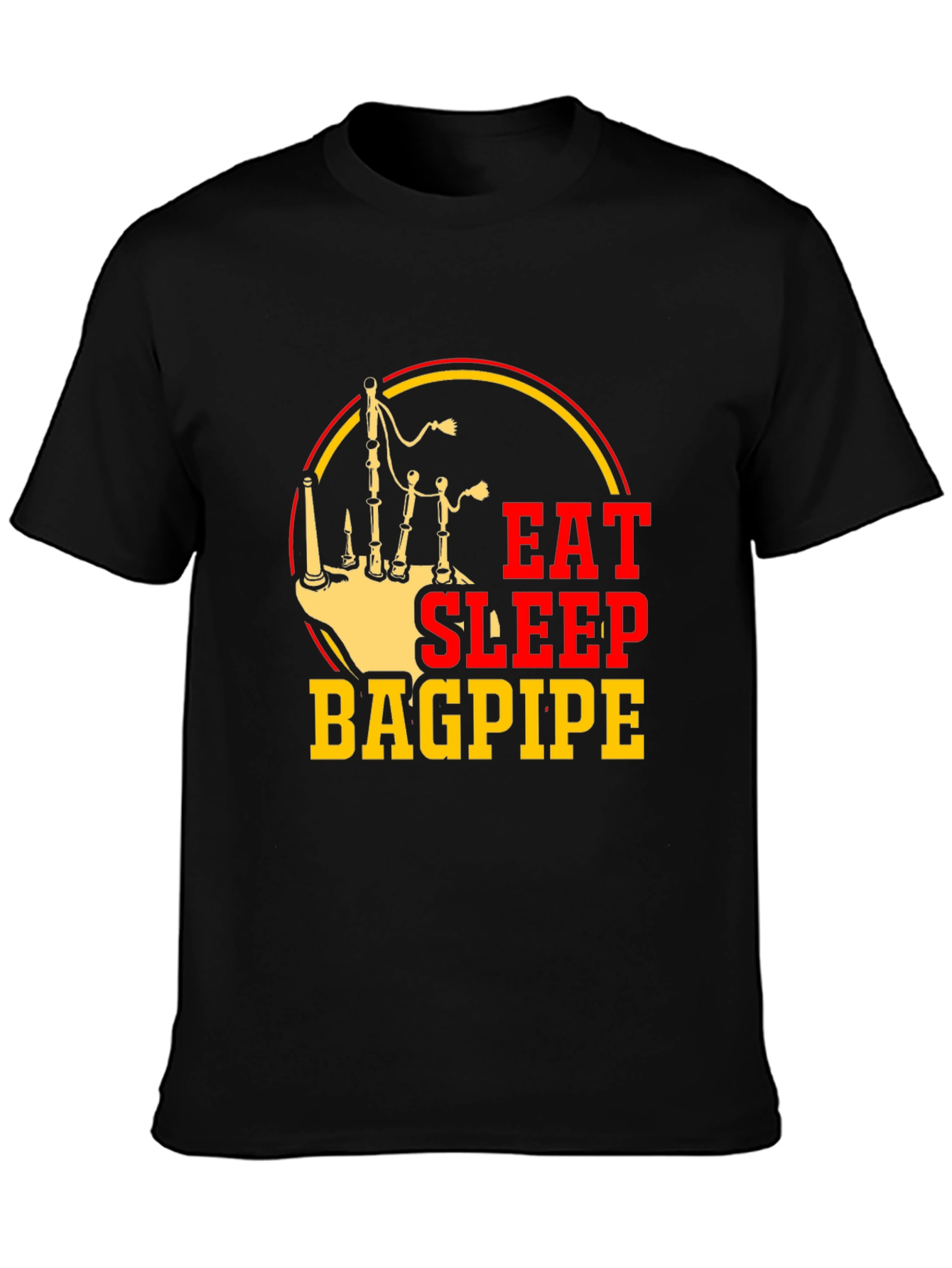 Black Eat Sleep Bagpipe T-Shirt | Musician Apparel view 3