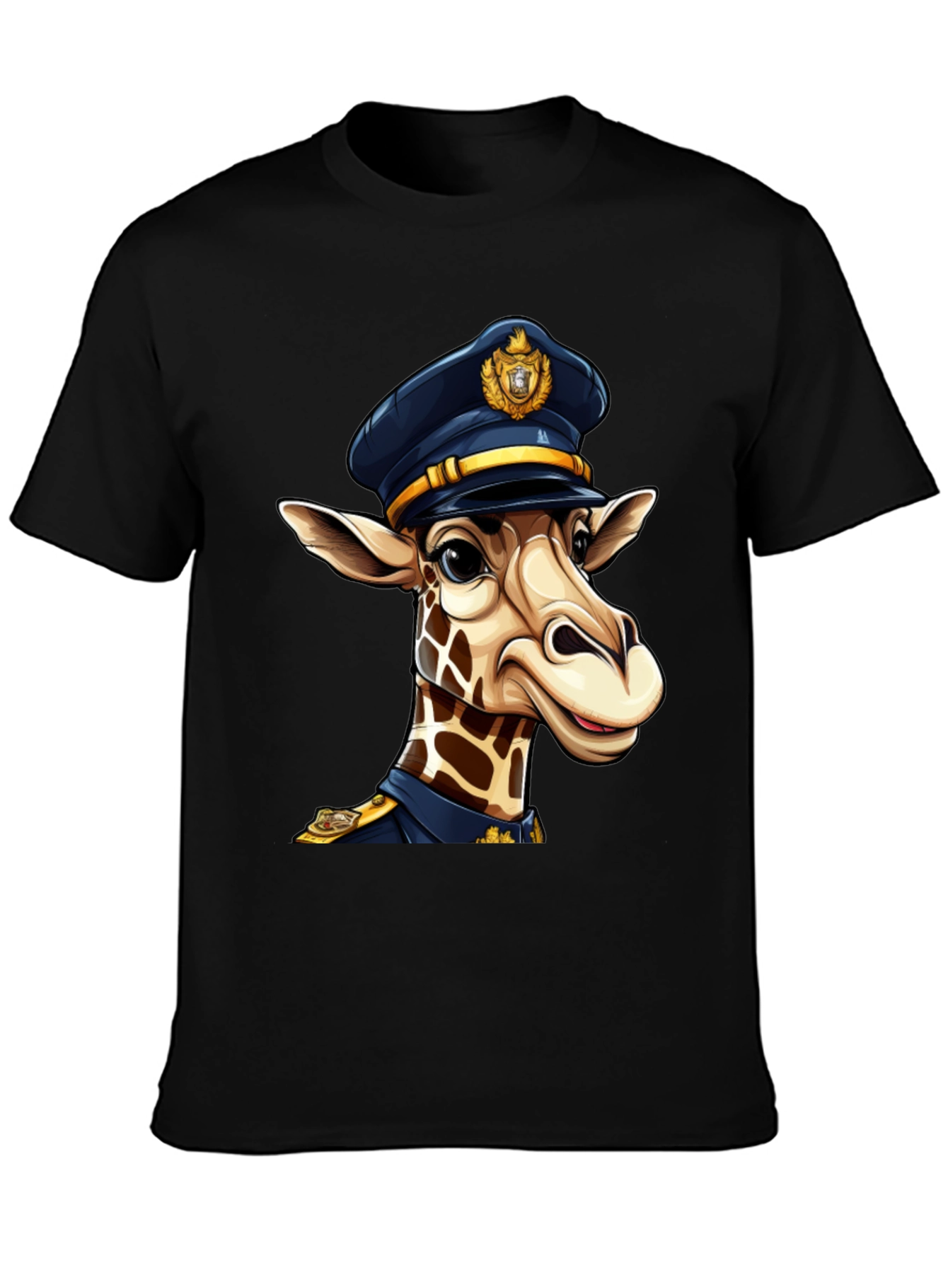 Black Giraffe Police T-Shirt - Unique Graphic Tee view 3