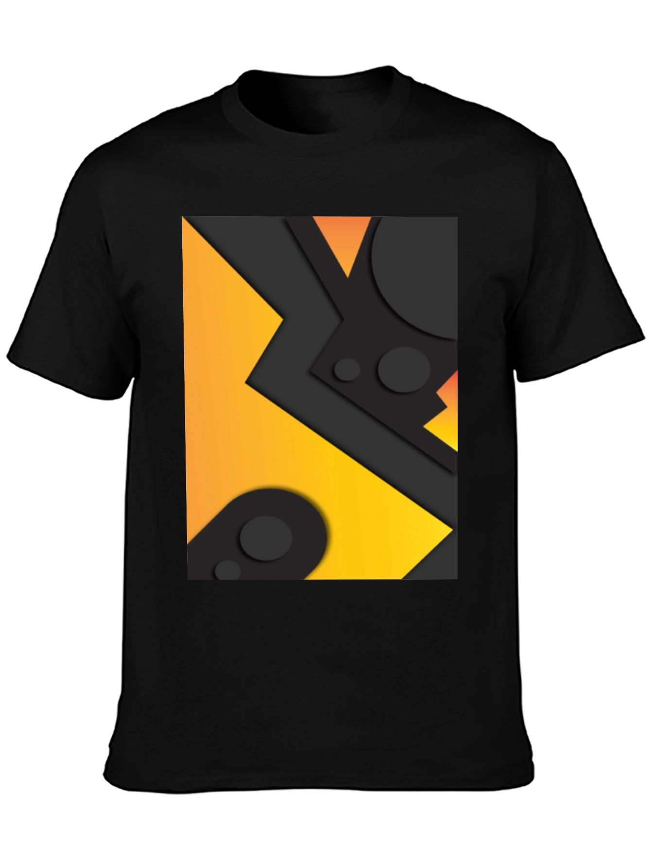 Black Geometric Abstract Graphic Tee - Black view 3