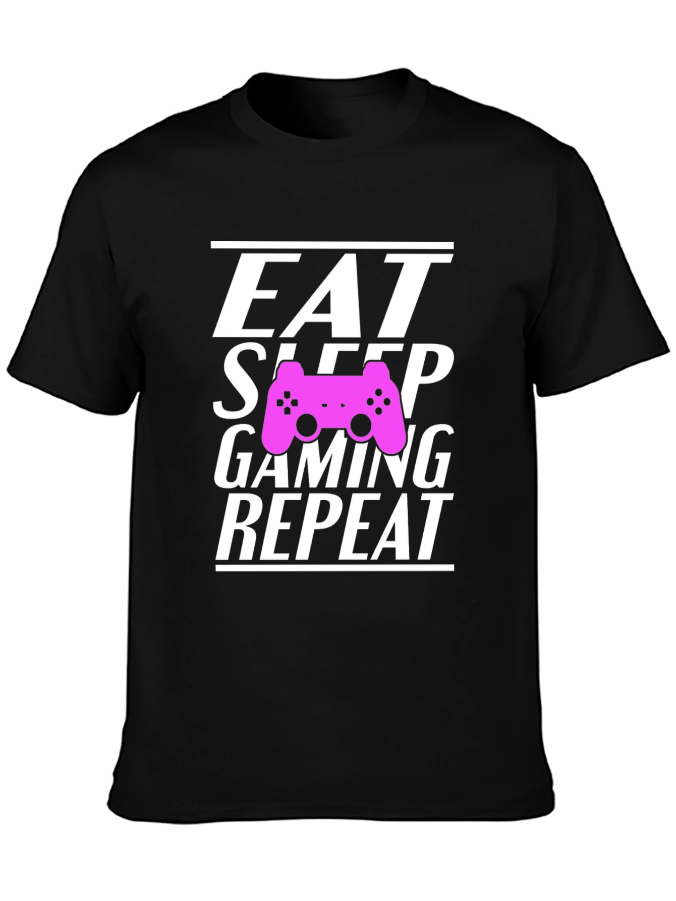 Black Eat Sleep Gaming Repeat Gamer T-Shirt view 3