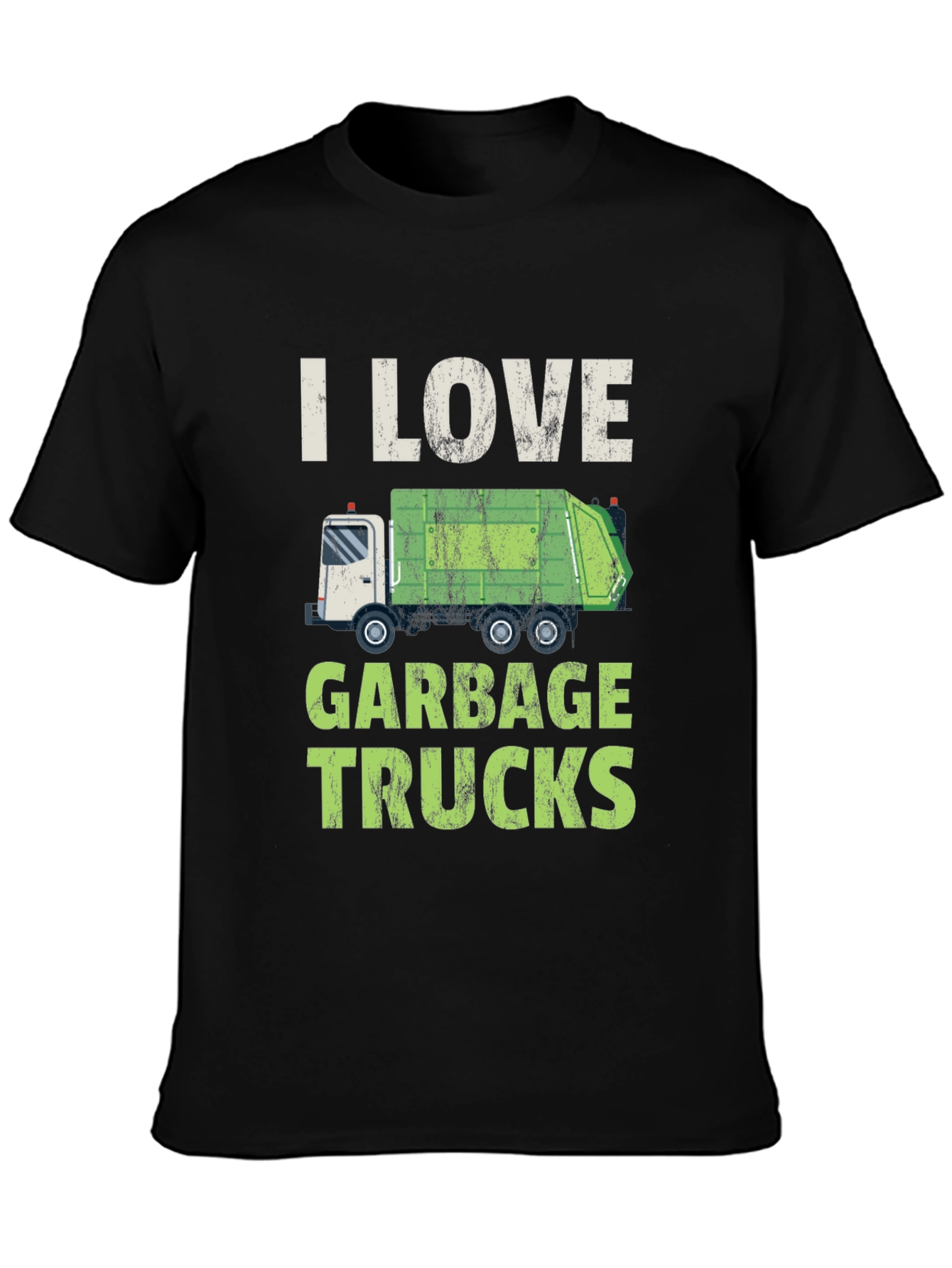 Black I Love Garbage Trucks T-Shirt - Novelty Graphic Tee view 3