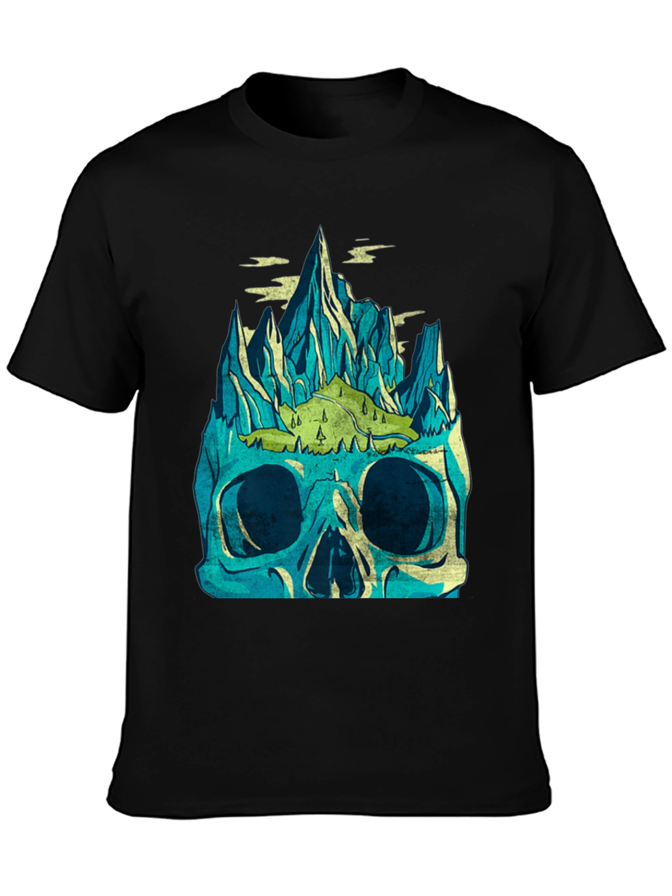Black Skull Mountain Graphic Tee - Men's Black T-Shirt view 3