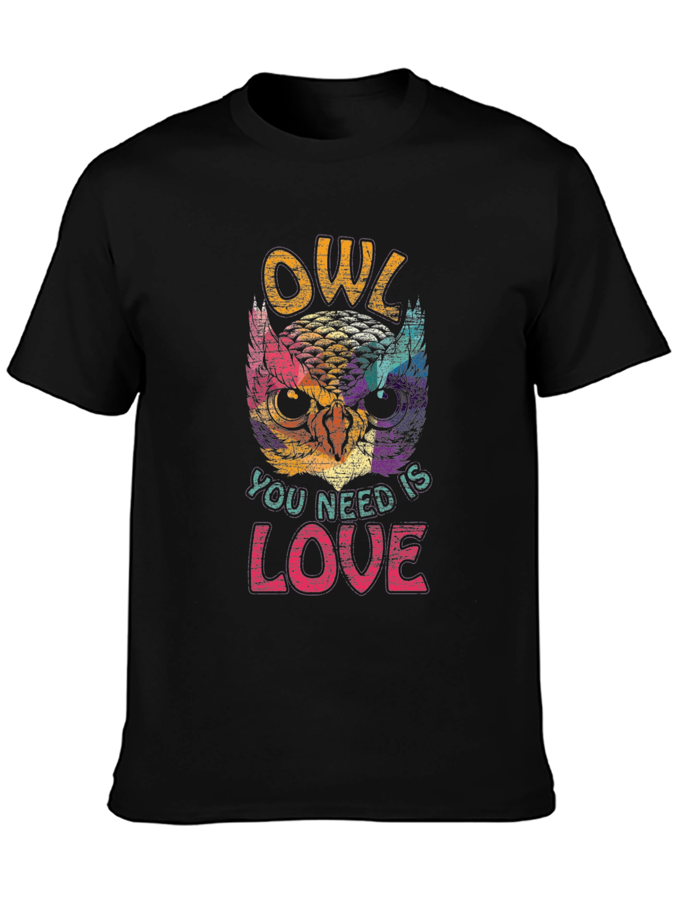 Black Owl You Need Is Love Graphic T-Shirt view 3