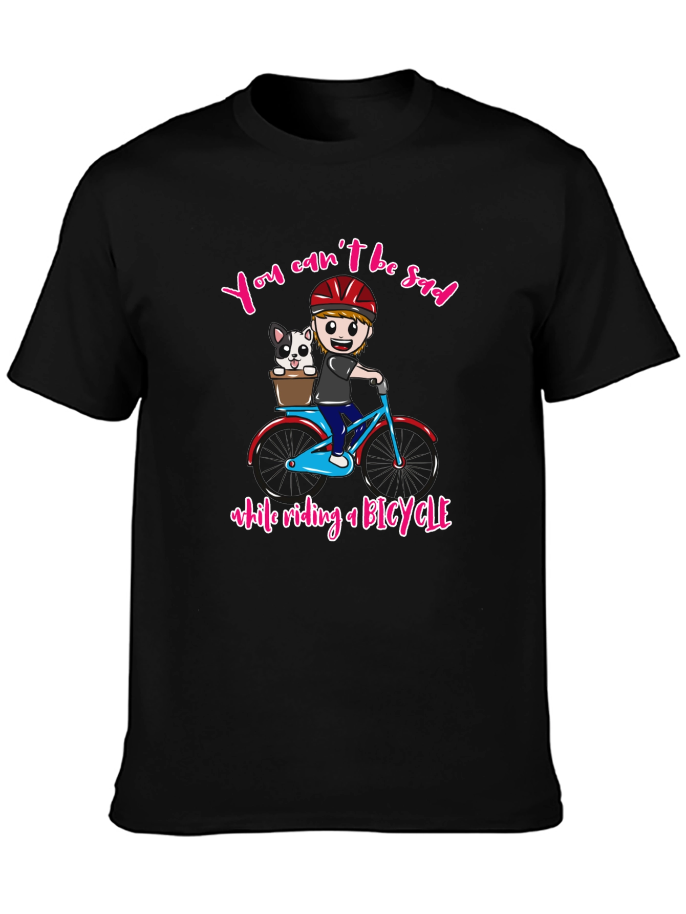 Black Funny Bicycle Rider T-Shirt view 3